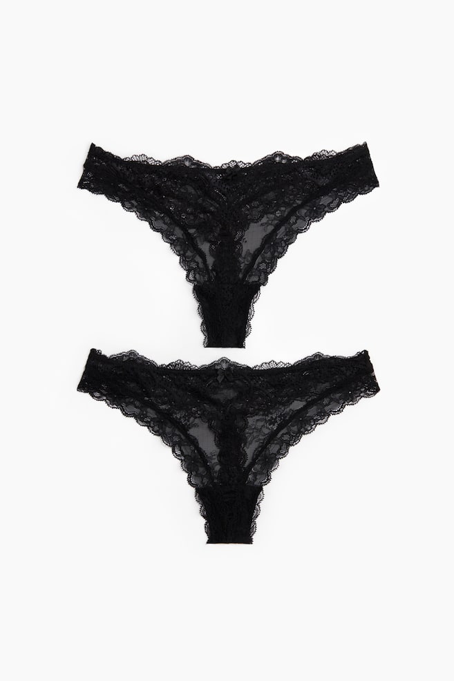 2-pack lace thong briefs - Black - 1