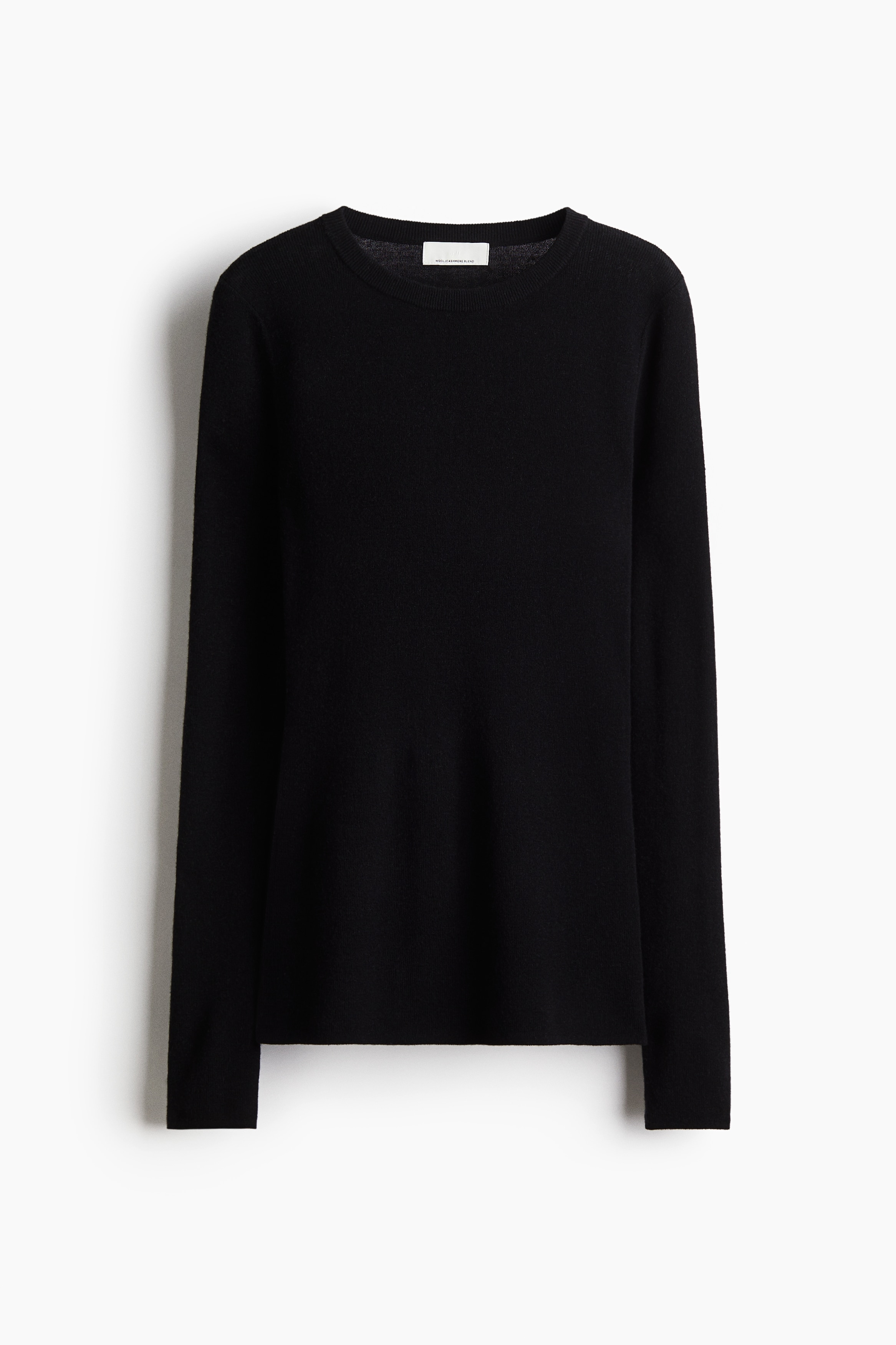 Fine Knit Cashmere Blend Top - Black/Light beige/Dark grey marle