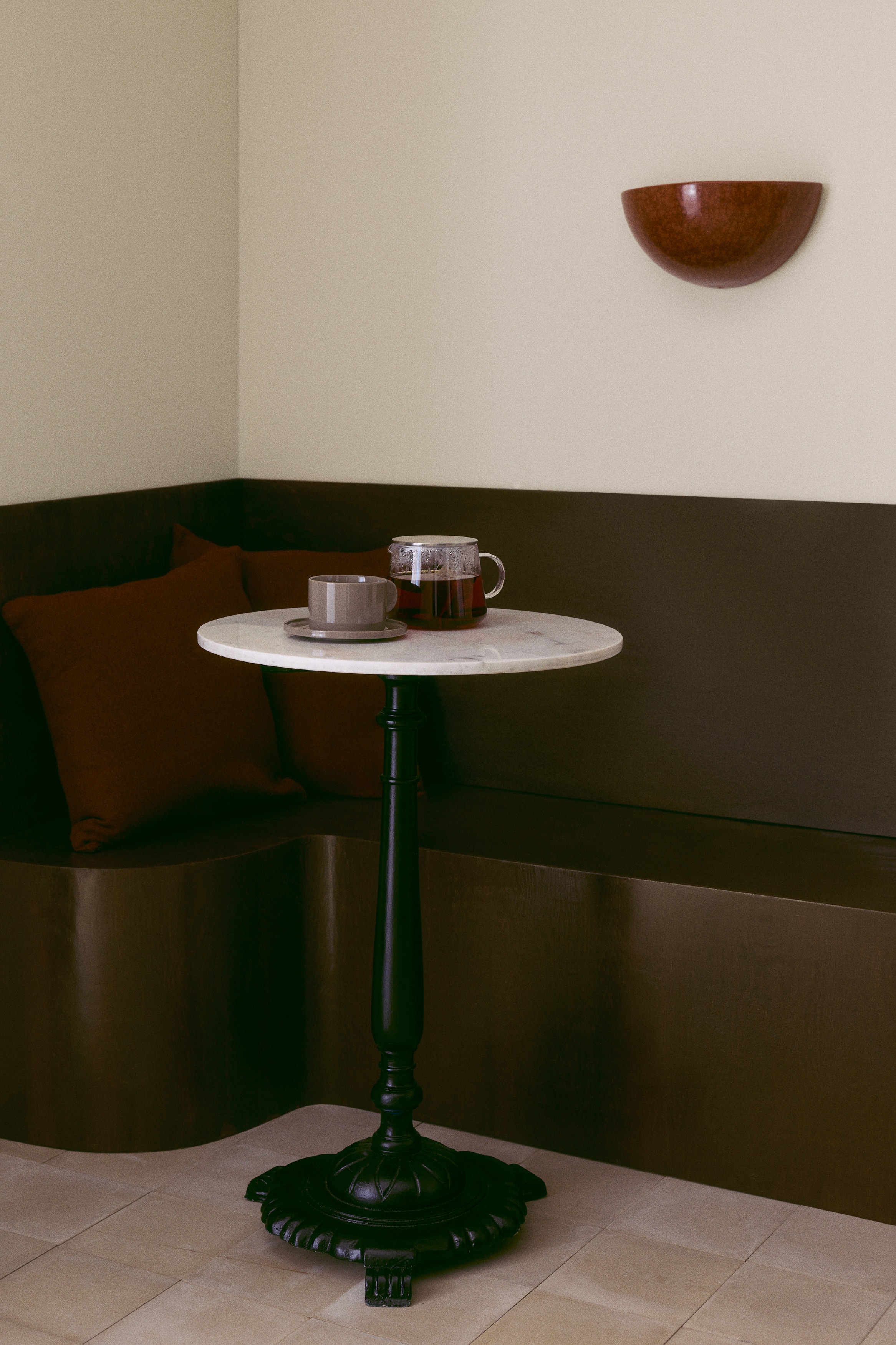 Stoneware cup and saucer - Mole/Light beige