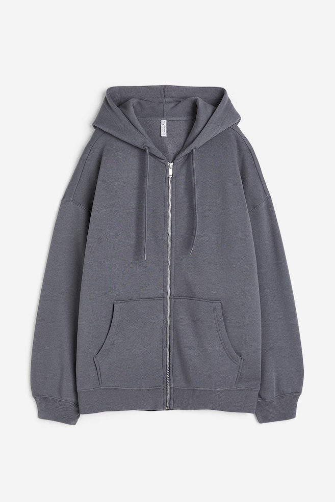 Oversized zip-through hoodie - Dark grey/Black/Cerise/Light blue/dc/dc/dc/dc - 1