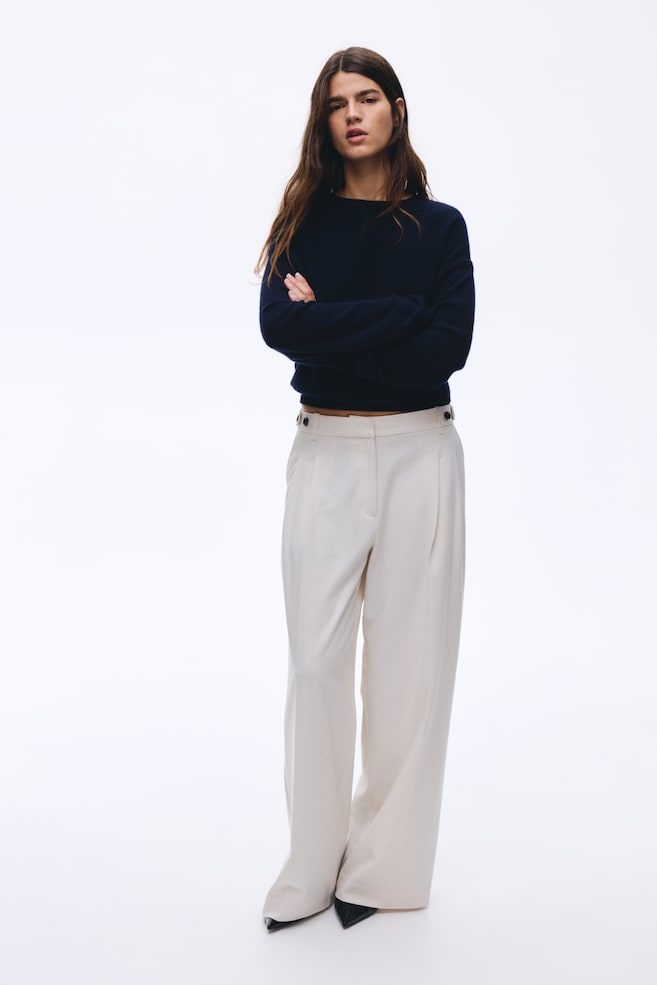 Elegante Hose mit weitem Bein - Weiß - 1