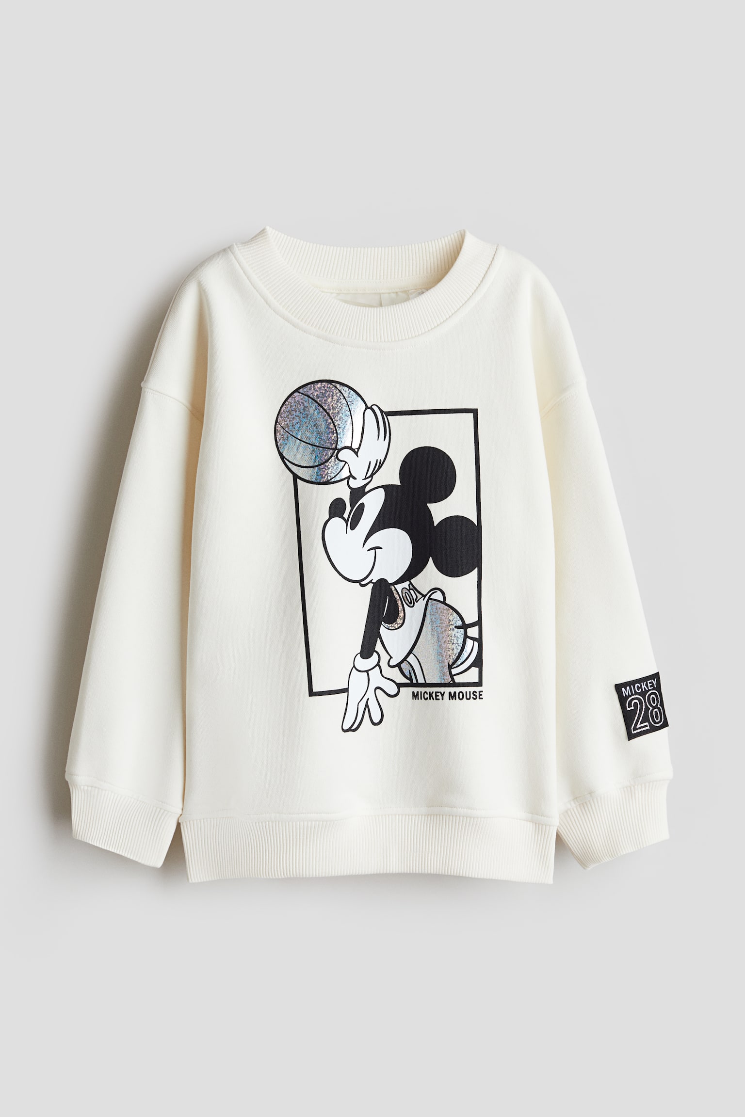 Motif-detail sweatshirt - White/Mickey Mouse/Dark green/Pokémon - 1