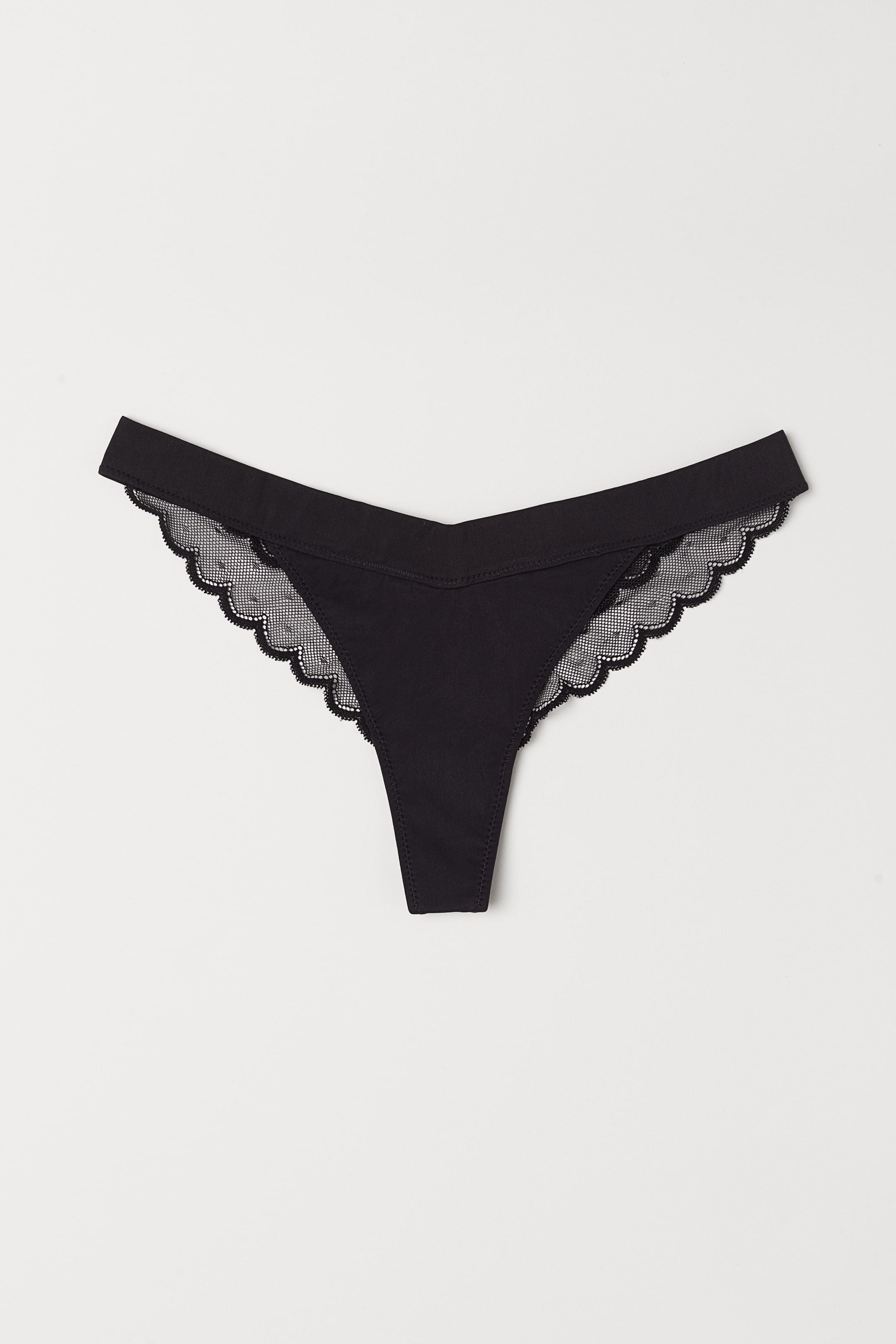 Agrandir l'image: Culotte Thong en microfibre - Noir - FEMME | H&M FR 1