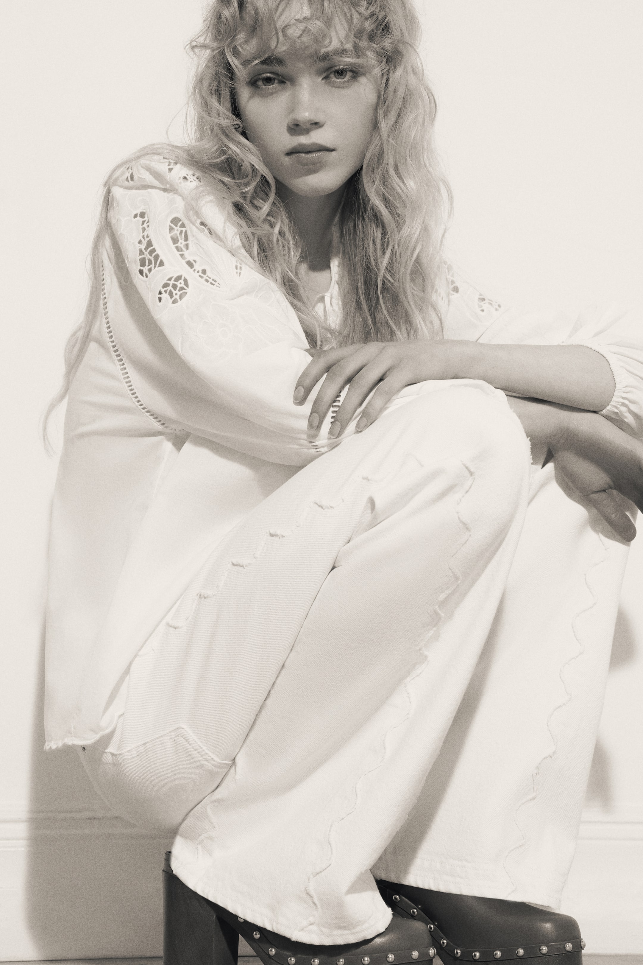 View larger image: Broderie anglaise cotton blouse - White - Ladies | H&M 1