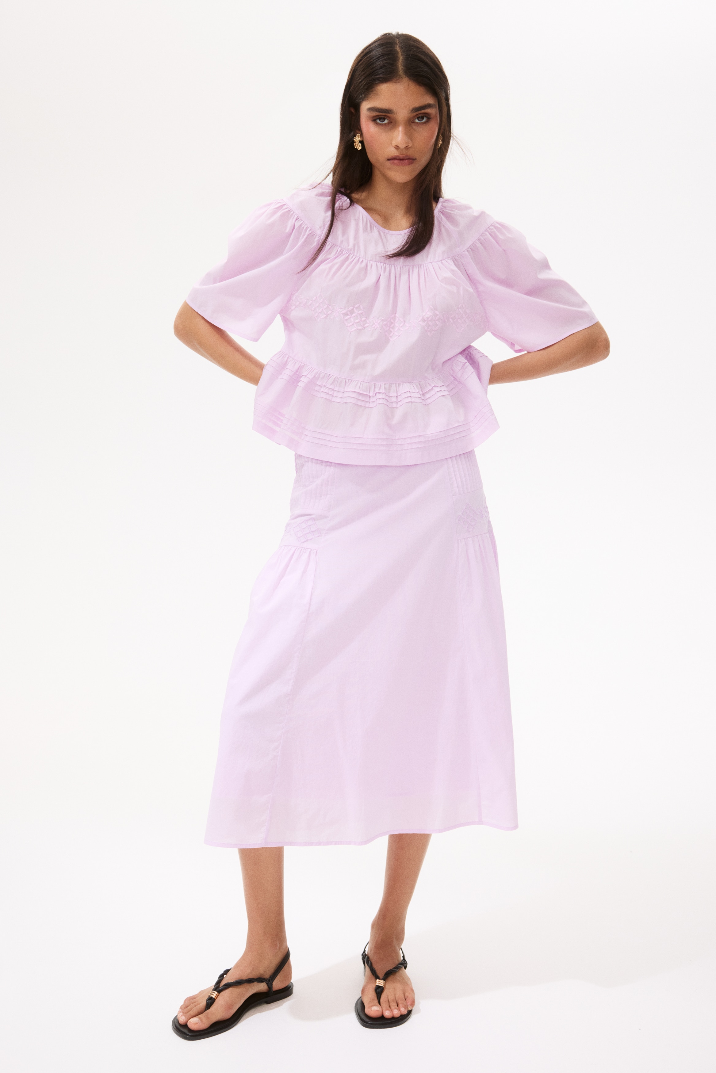 Embellished cotton skirt - Light purple
