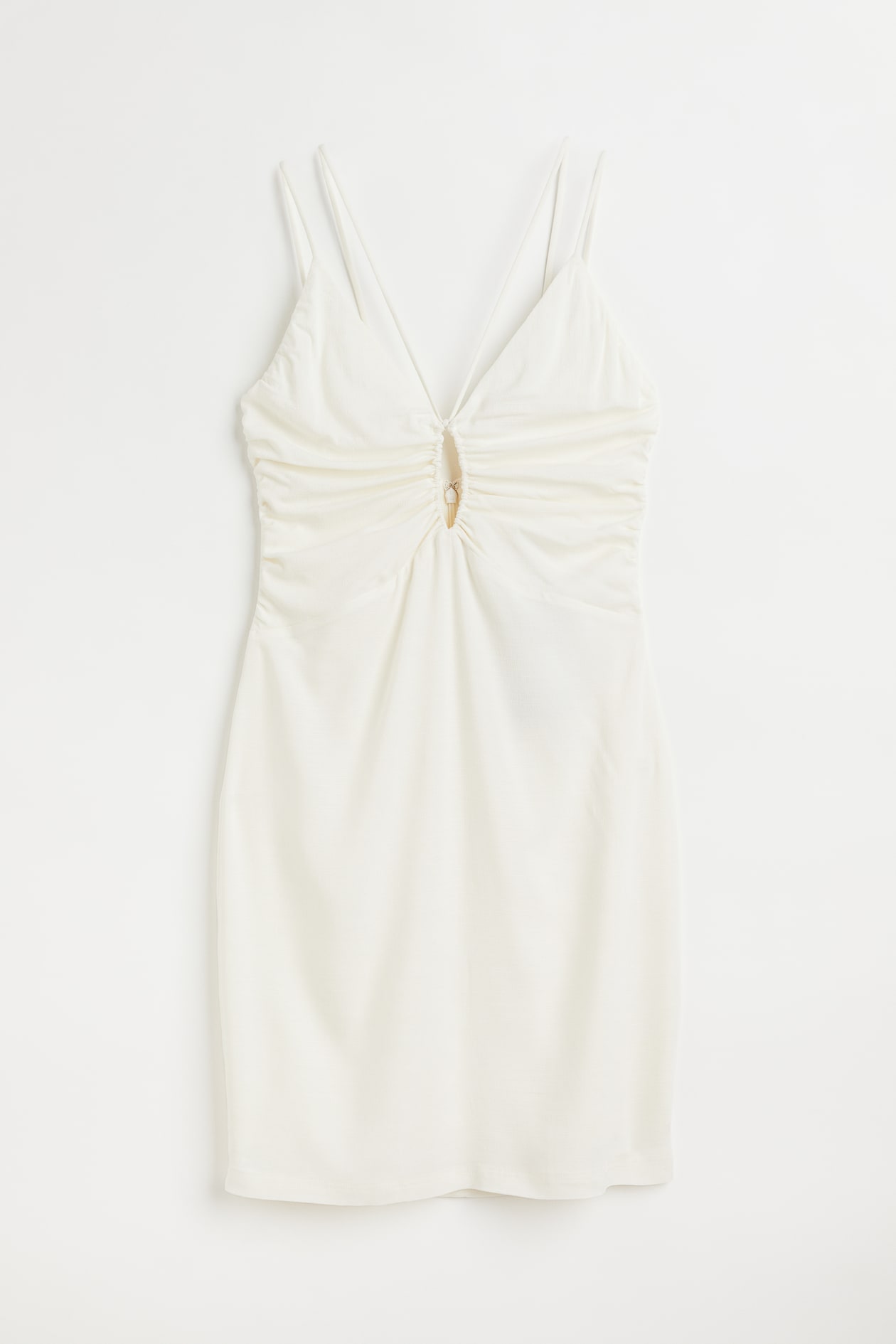 V-neck keyhole-detail dress - V-neck - Sleeveless - Cream - Ladies | H&M GB