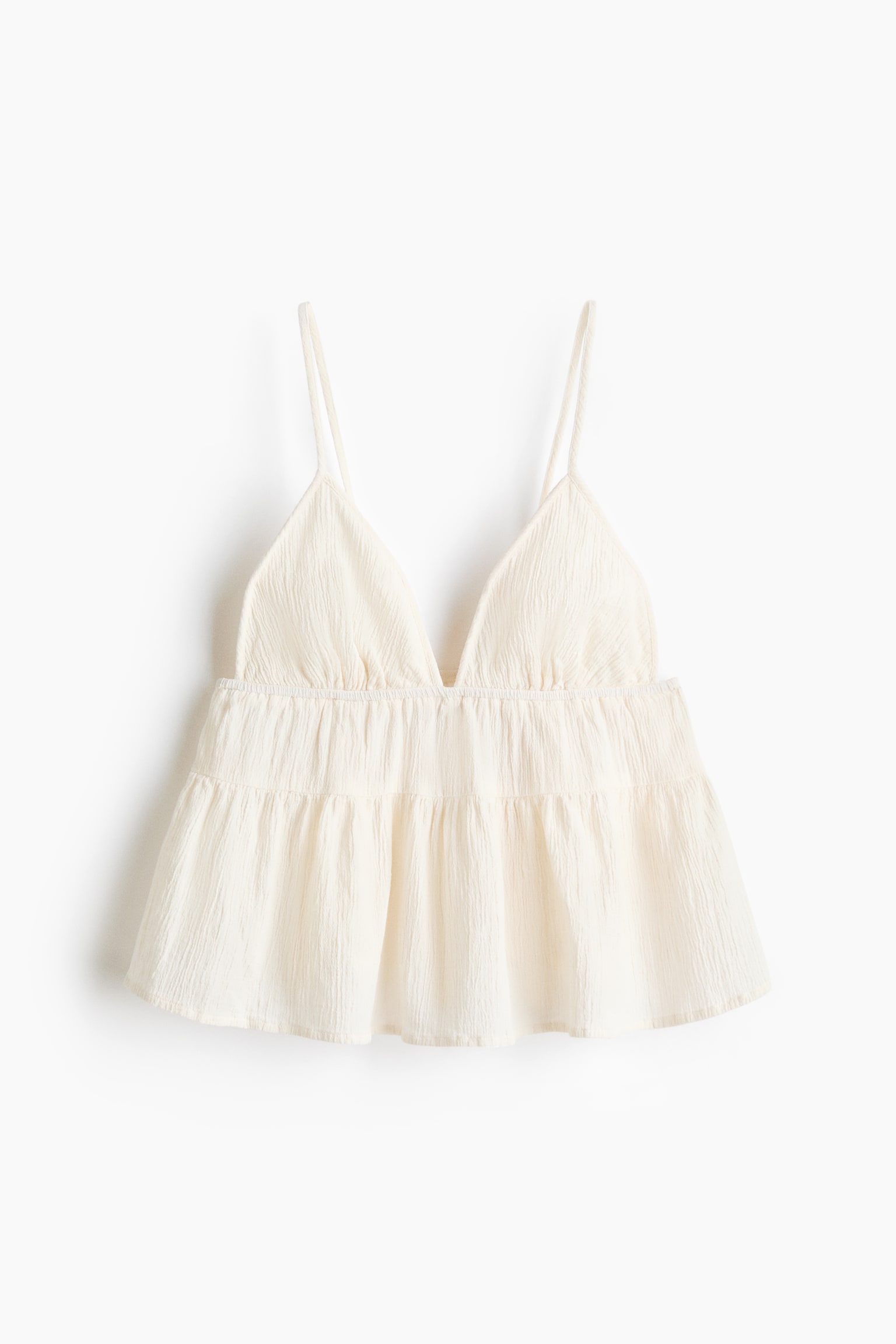 Linen-blend strappy top - Cream/Charcoal grey/Mustard yellow - 1