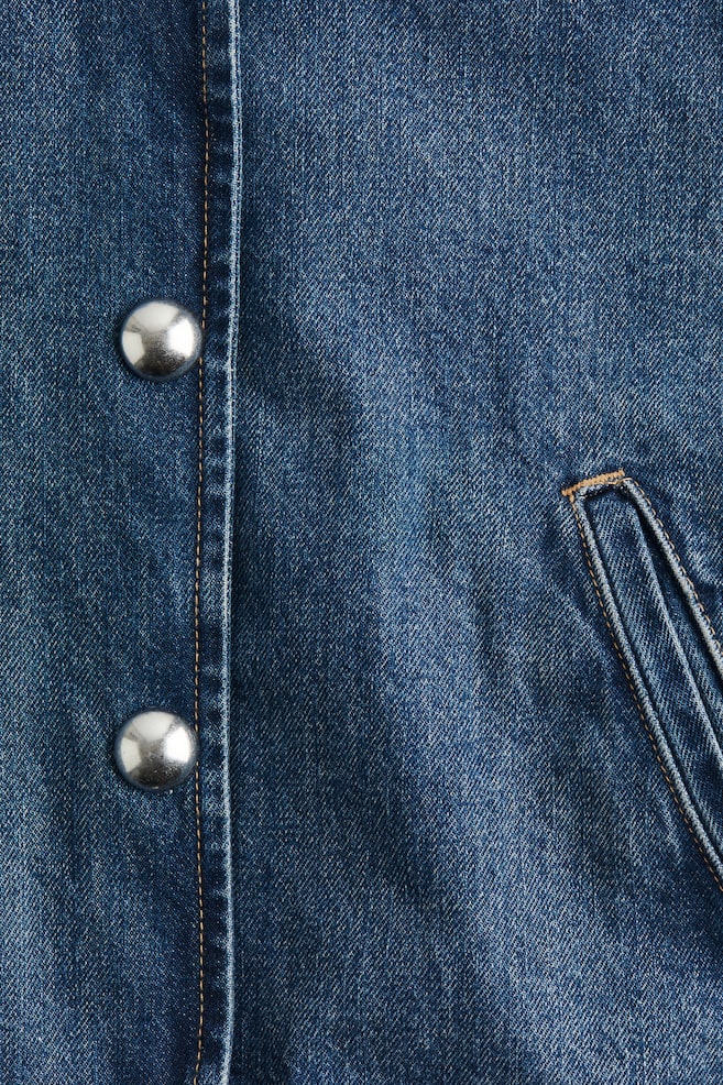 Oversized button-front jacket - Dark denim blue/Black/Light blue - 3