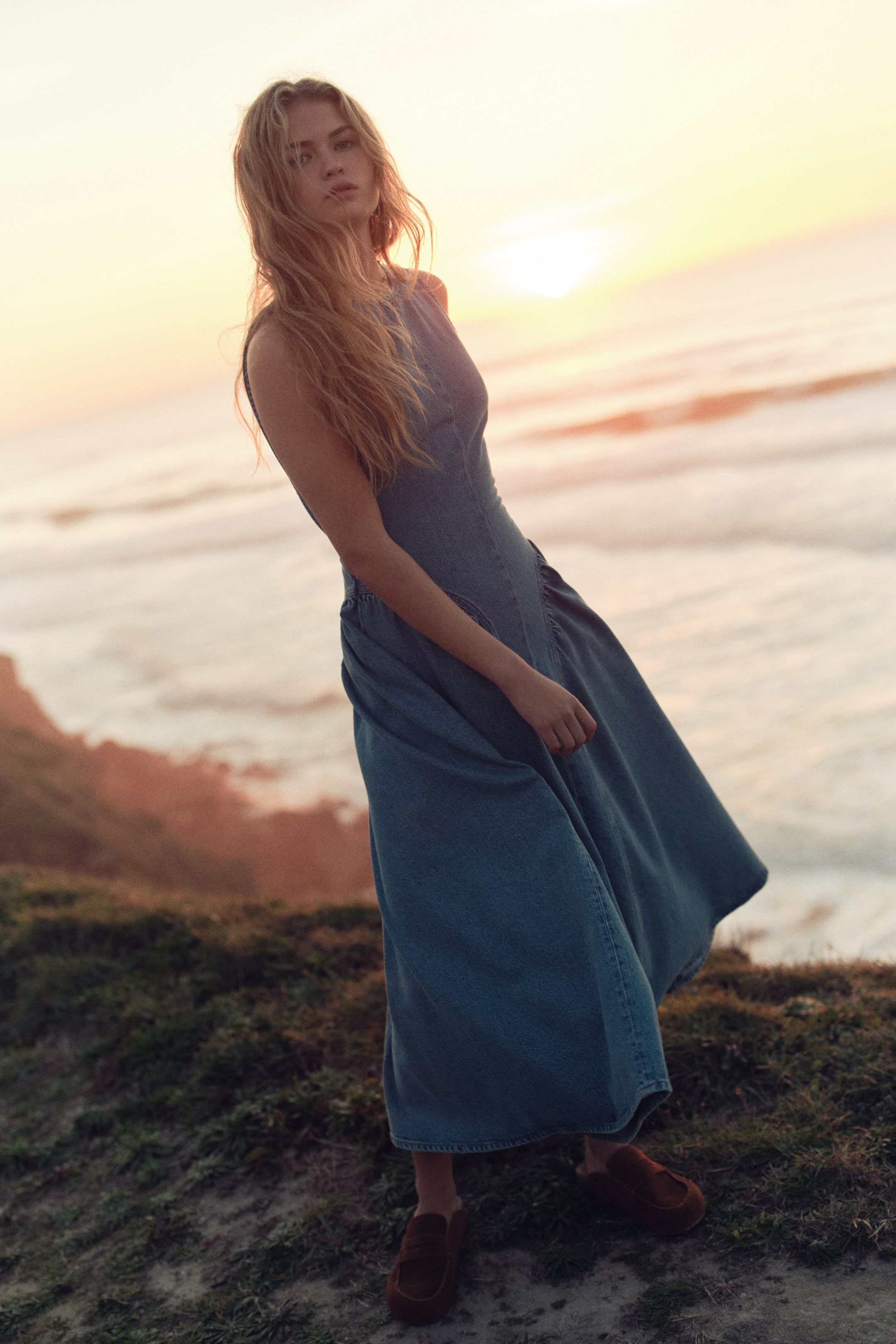 Open-Back Denim Dress