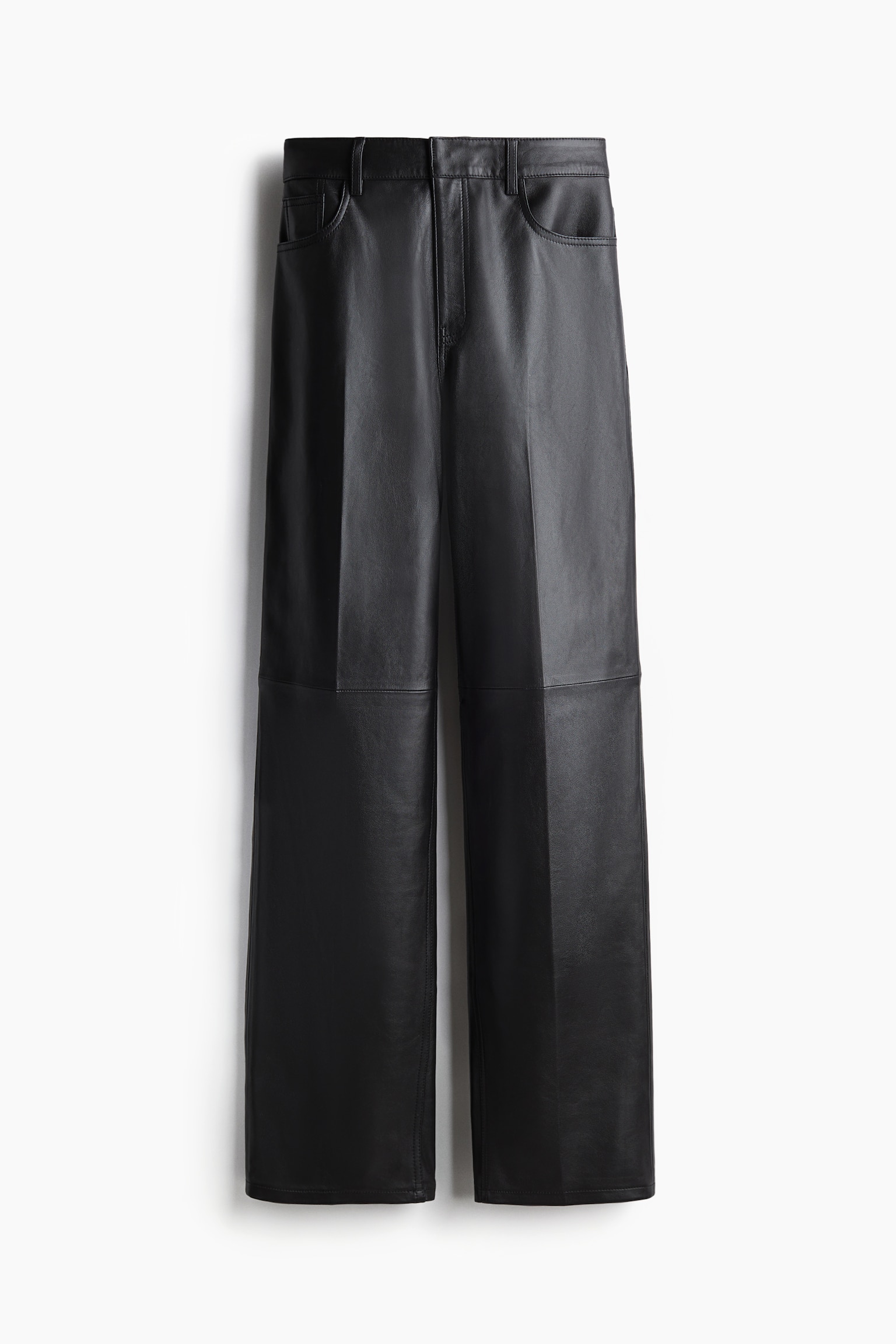 Straight leather trousers - Black/Dark brown - 2