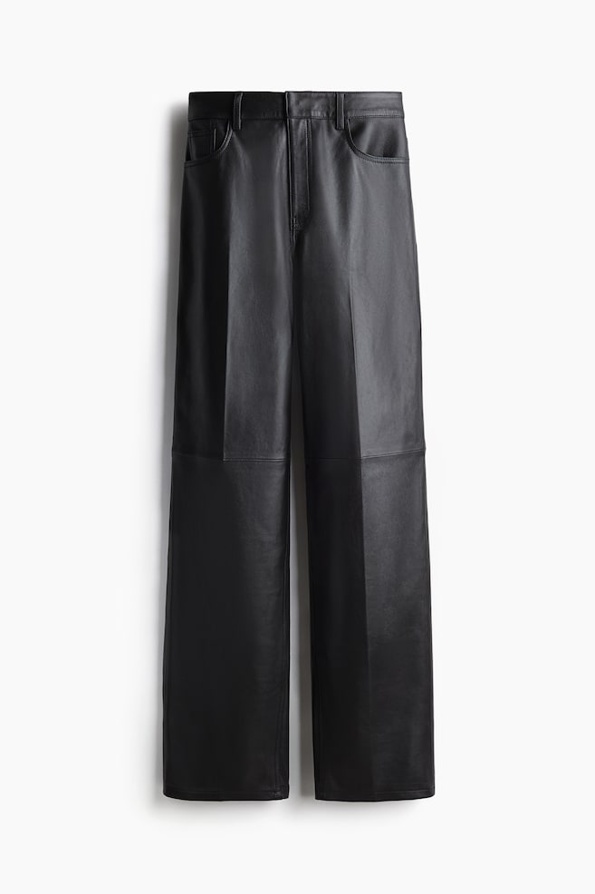 Pantalon droit en cuir - Noir - 1