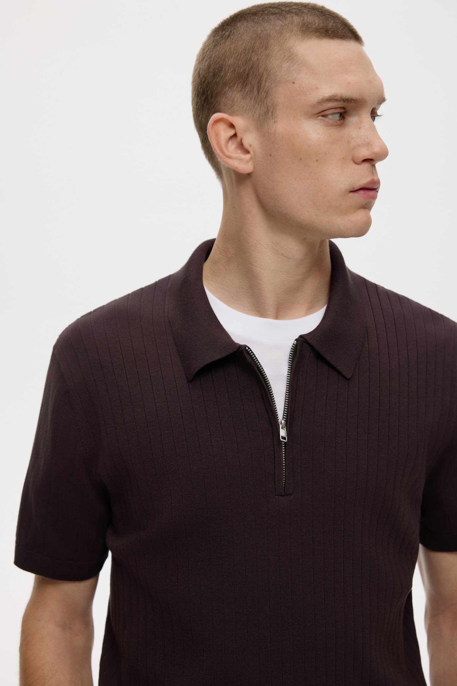 חולצת פולו Slim Fit - חום כהה/קרם/כחול כהה/אפור - 3