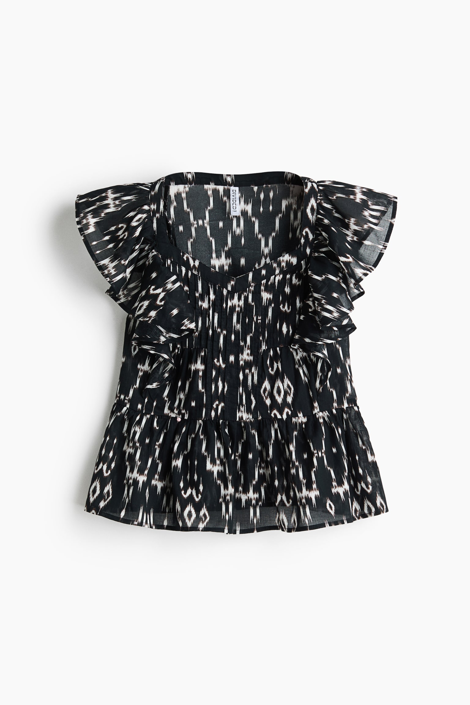 Frill-trimmed cotton top - Dark grey/Patterned/Yellow/Floral/White/Light blue/Floral - 1