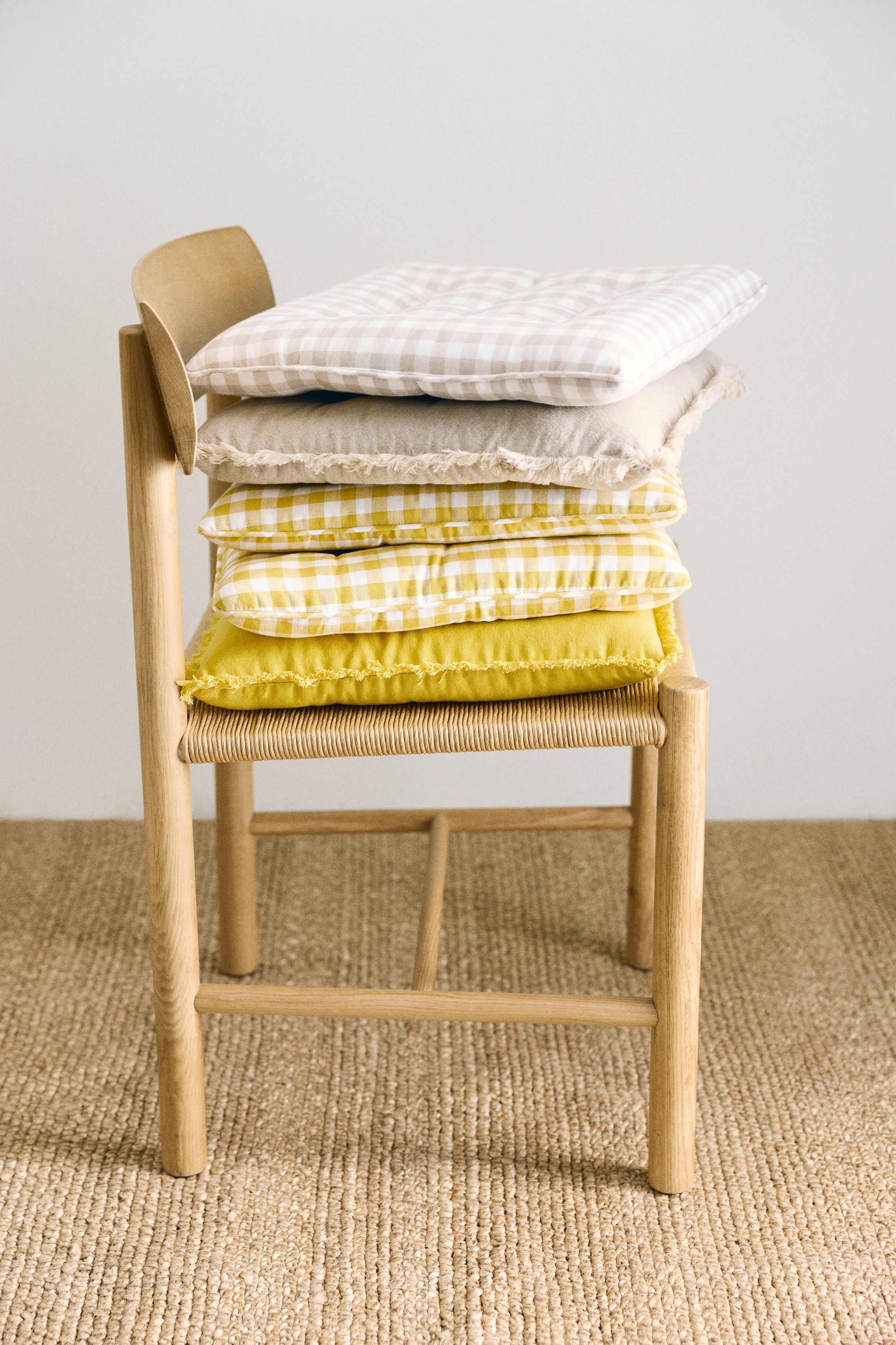 2-Pack Linen-Blend Seat Cushions - Yellow/Dark brown/Light beige/Light khaki green/Orange