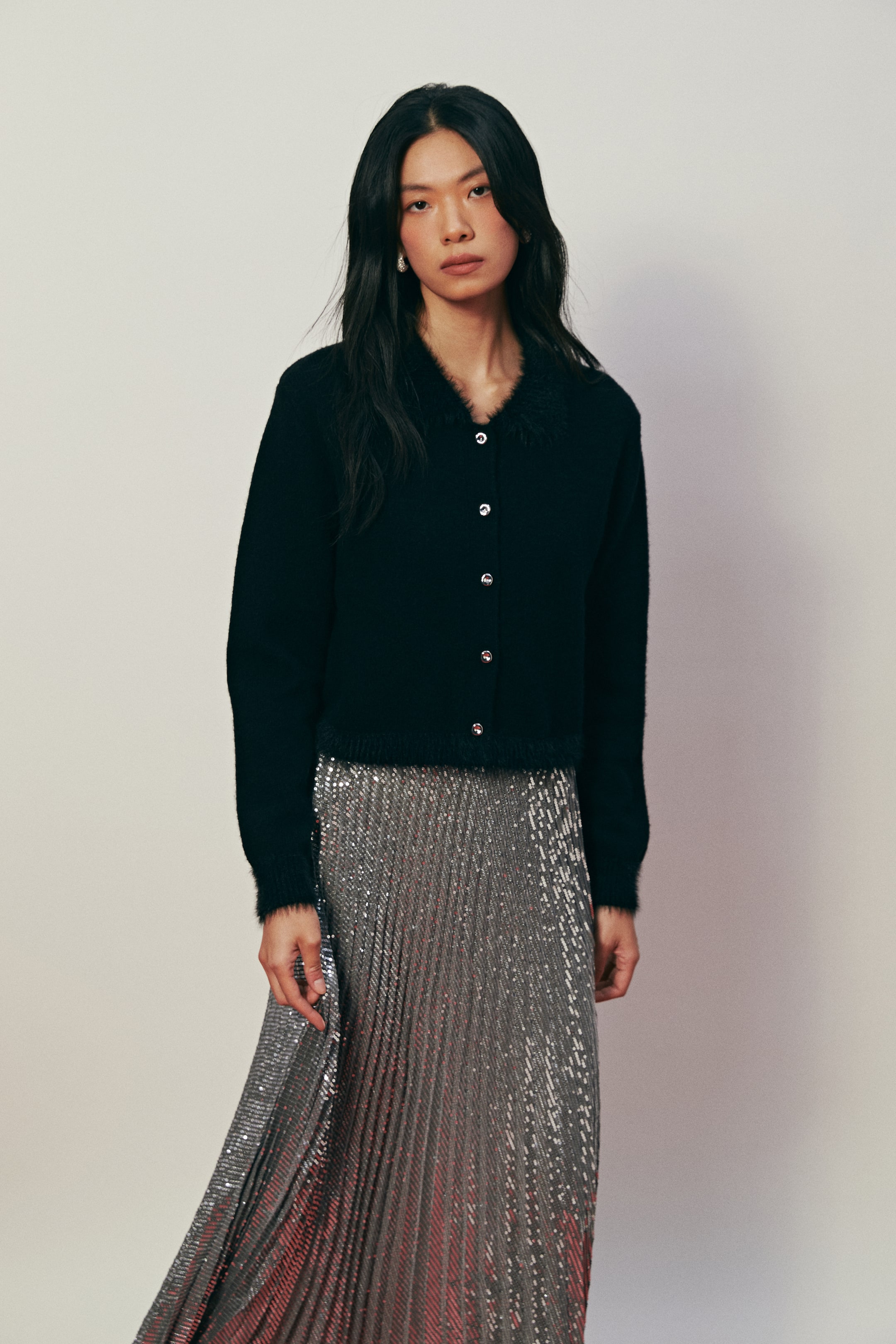 이미지 확대 보기: 칼라 가디건 - 블랙 - 여성 | H&M KR 4