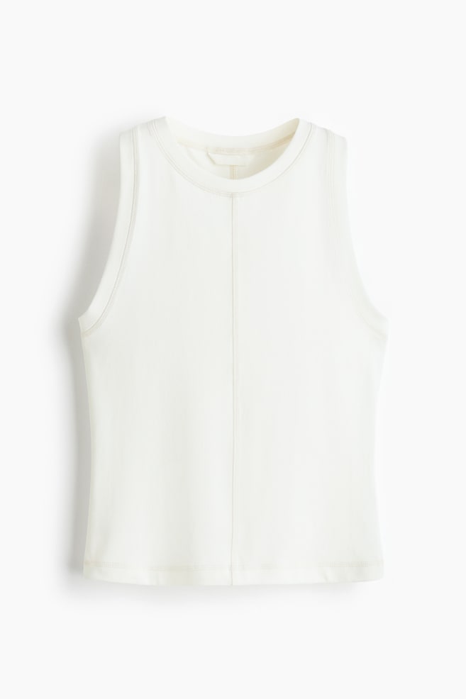 Flatlock-Seam Tank Top - White/Olive green/Dark yellow - 1
