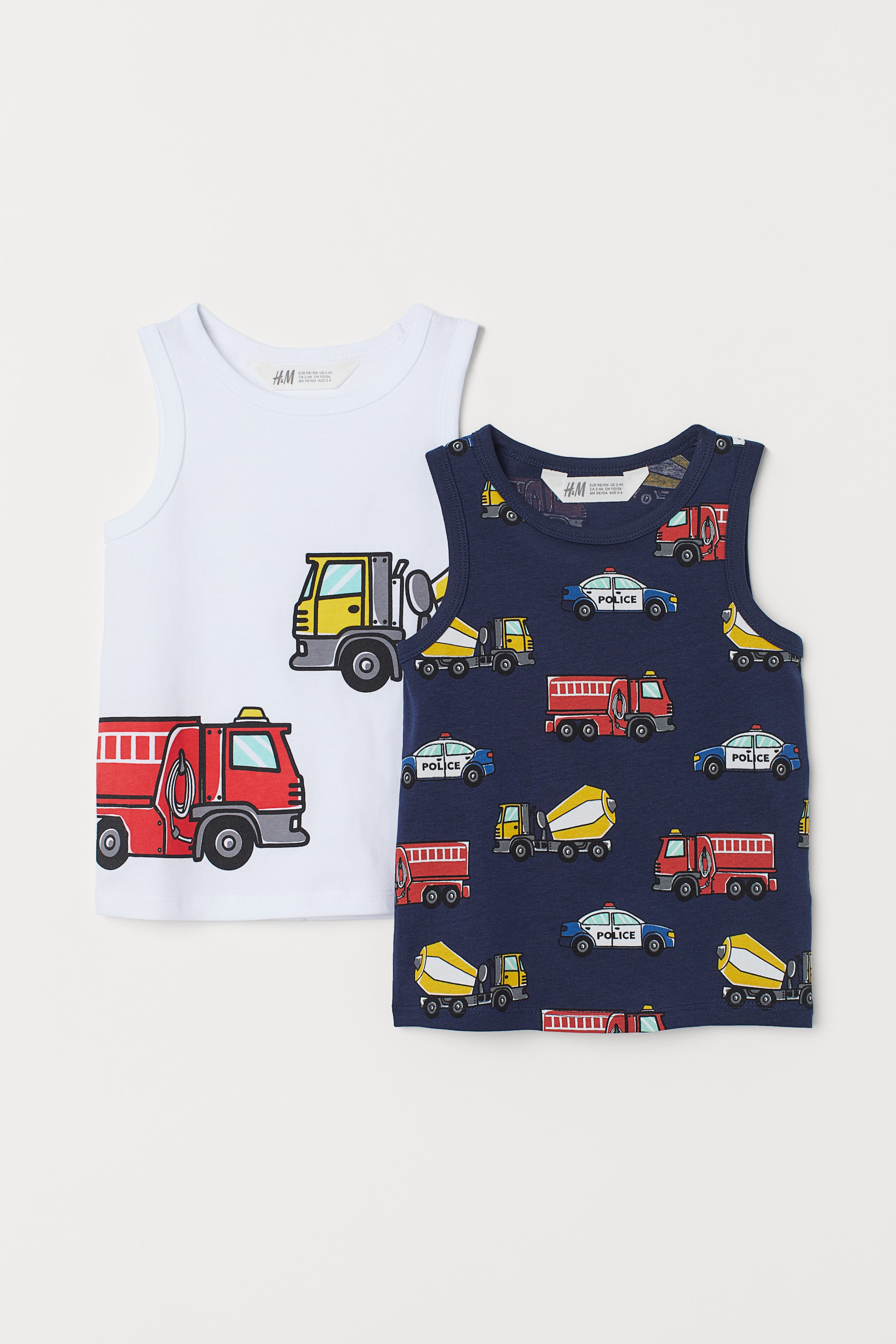Größeres Bild ansehen: 2er-Pack Tanktops - Dunkelblau/Fahrzeuge - Kids | H&M DE 1