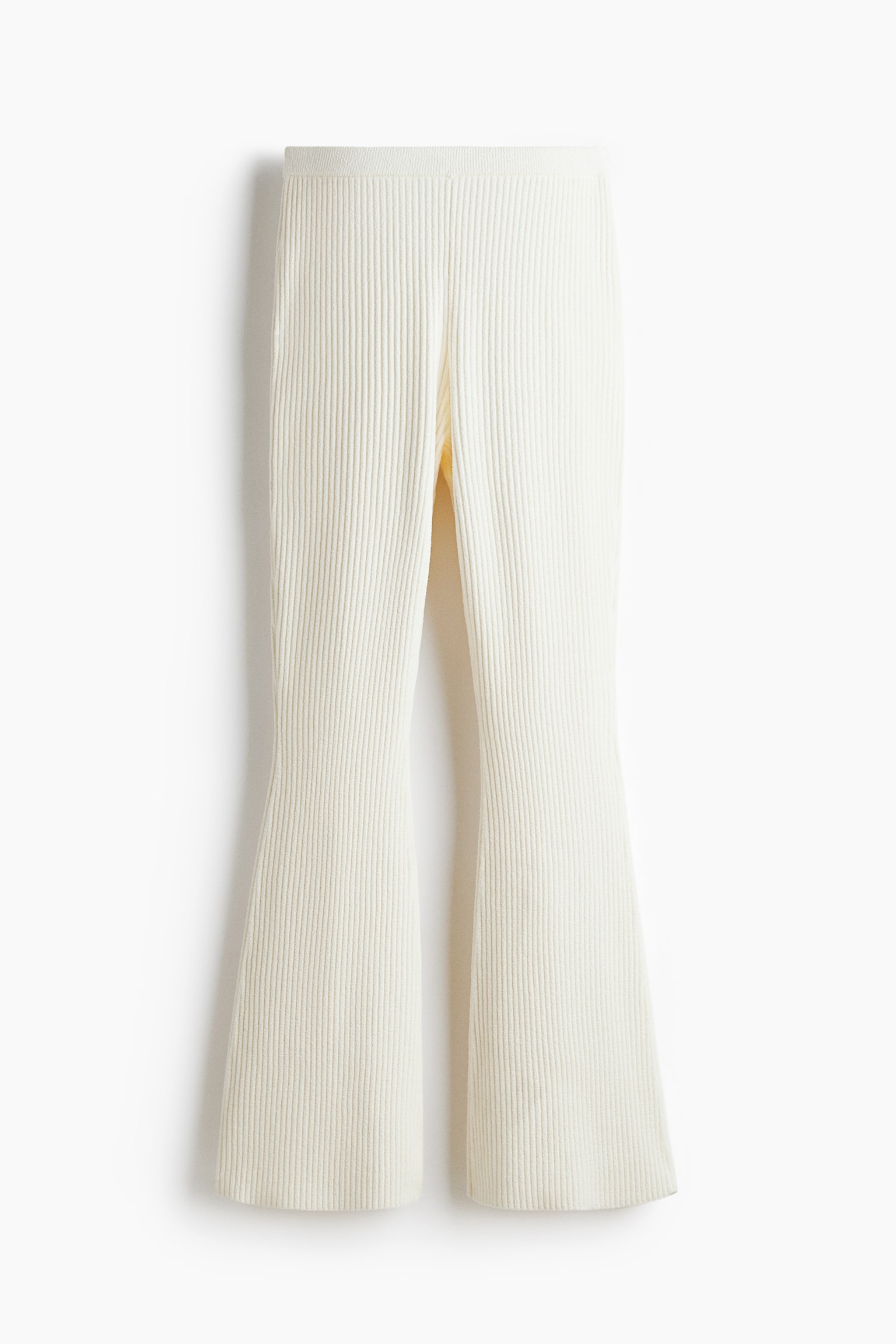 Flared rib-knit trousers - Cream - 1
