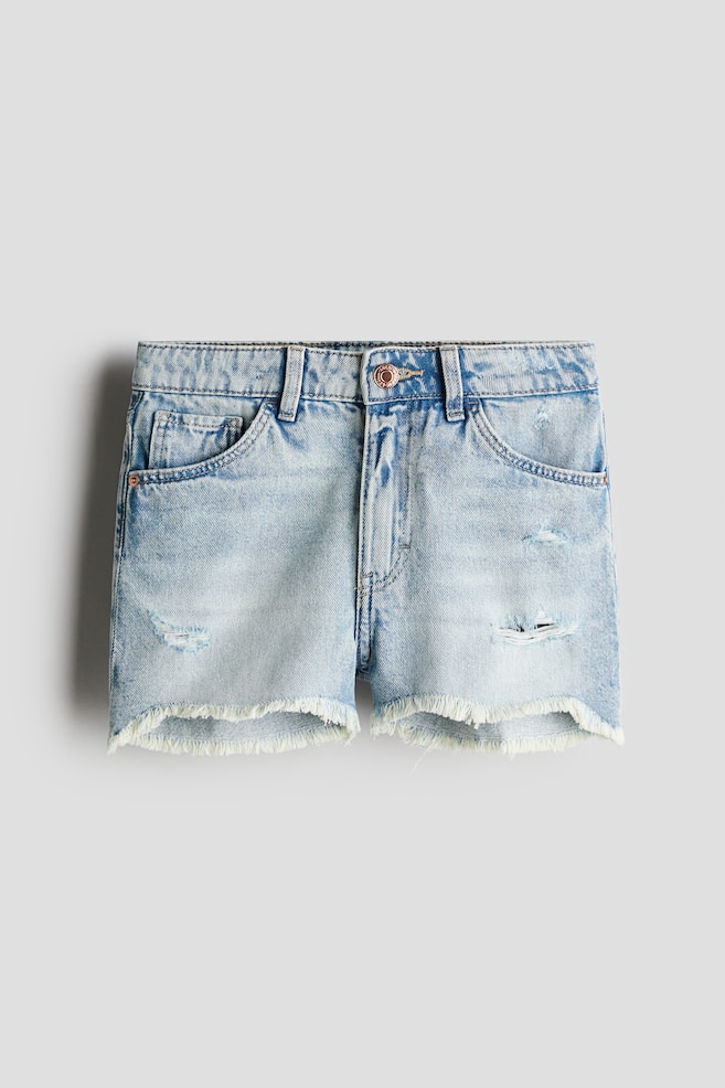 Frayed Edge Denim Shorts - Light denim blue/Denim blue/Black - 1