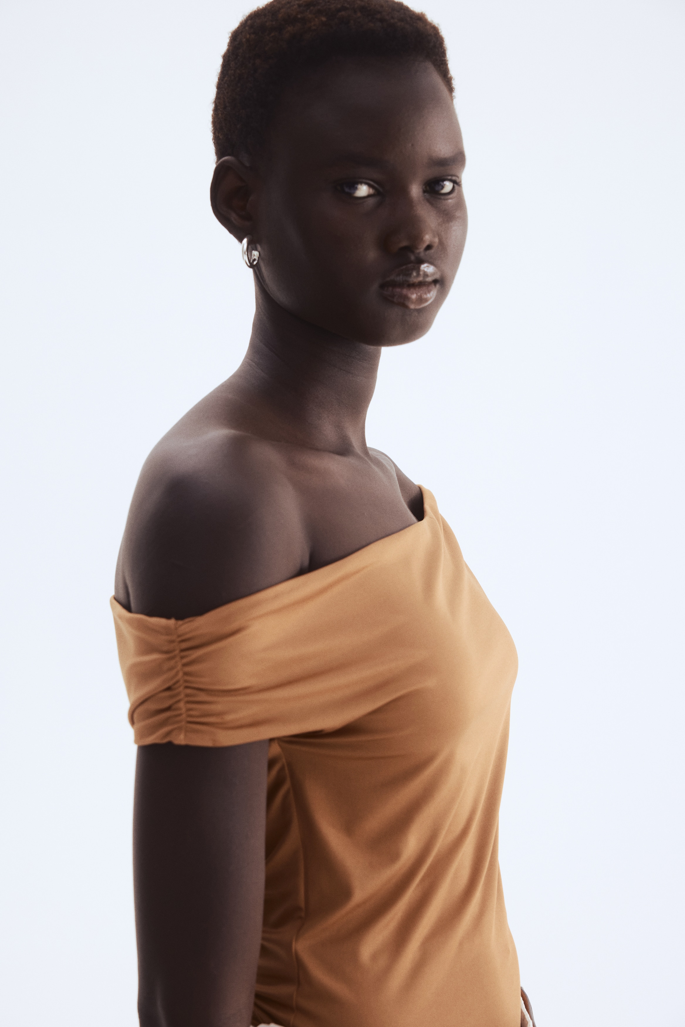 Draped off-the-shoulder top