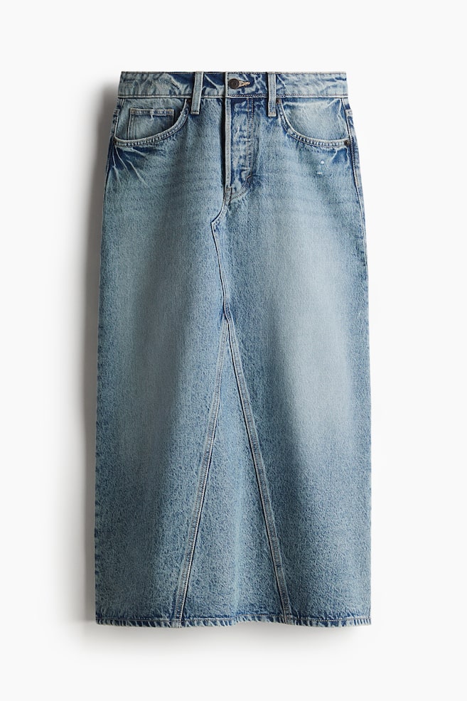 A-line denim skirt - Denim blue/Cream/Denim blue - 1
