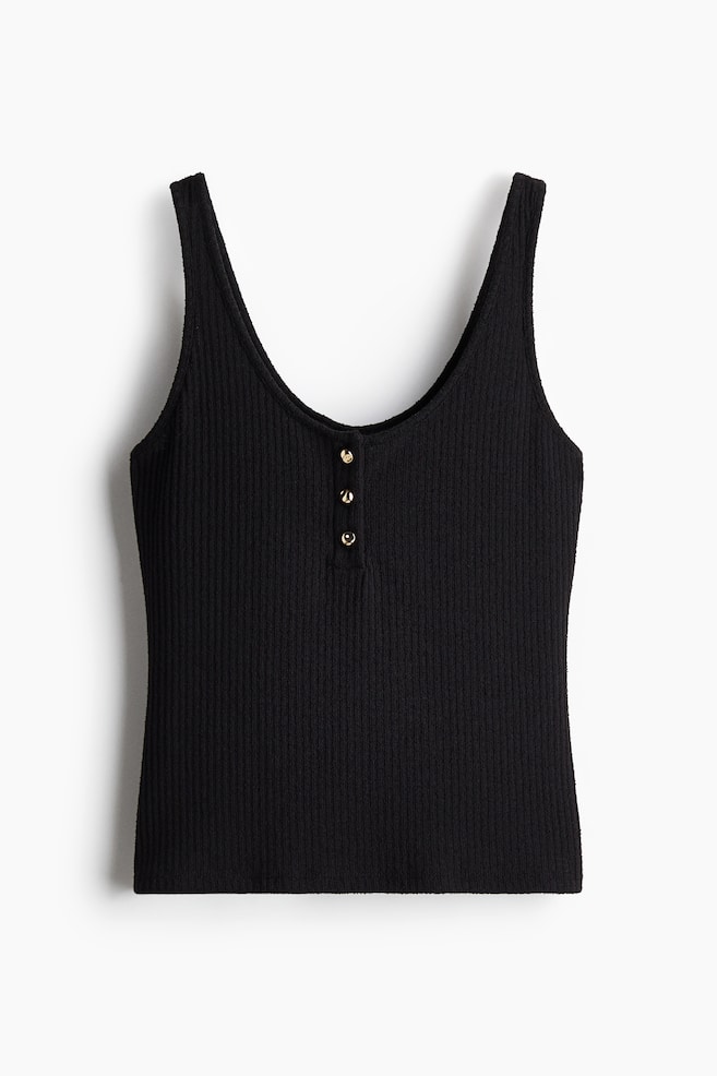 Rib-knit vest top - Black/White/Red - 1