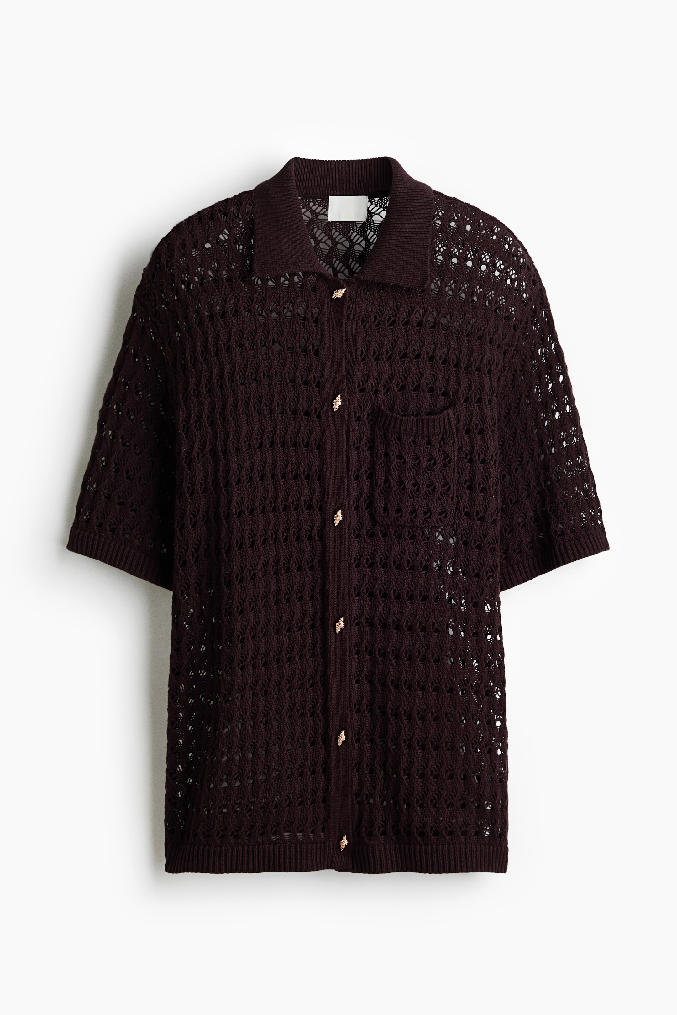 Crochet-Look Cotton Cardigan