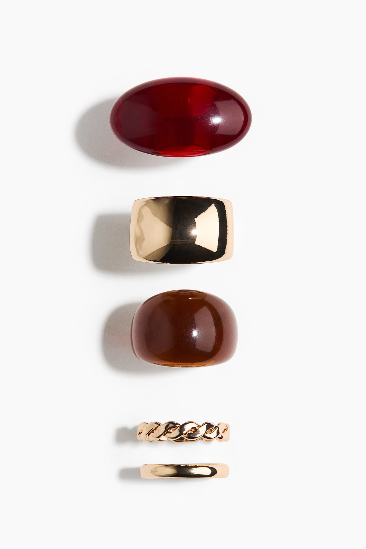 5-pack rings - Gold-coloured/Brown - 2