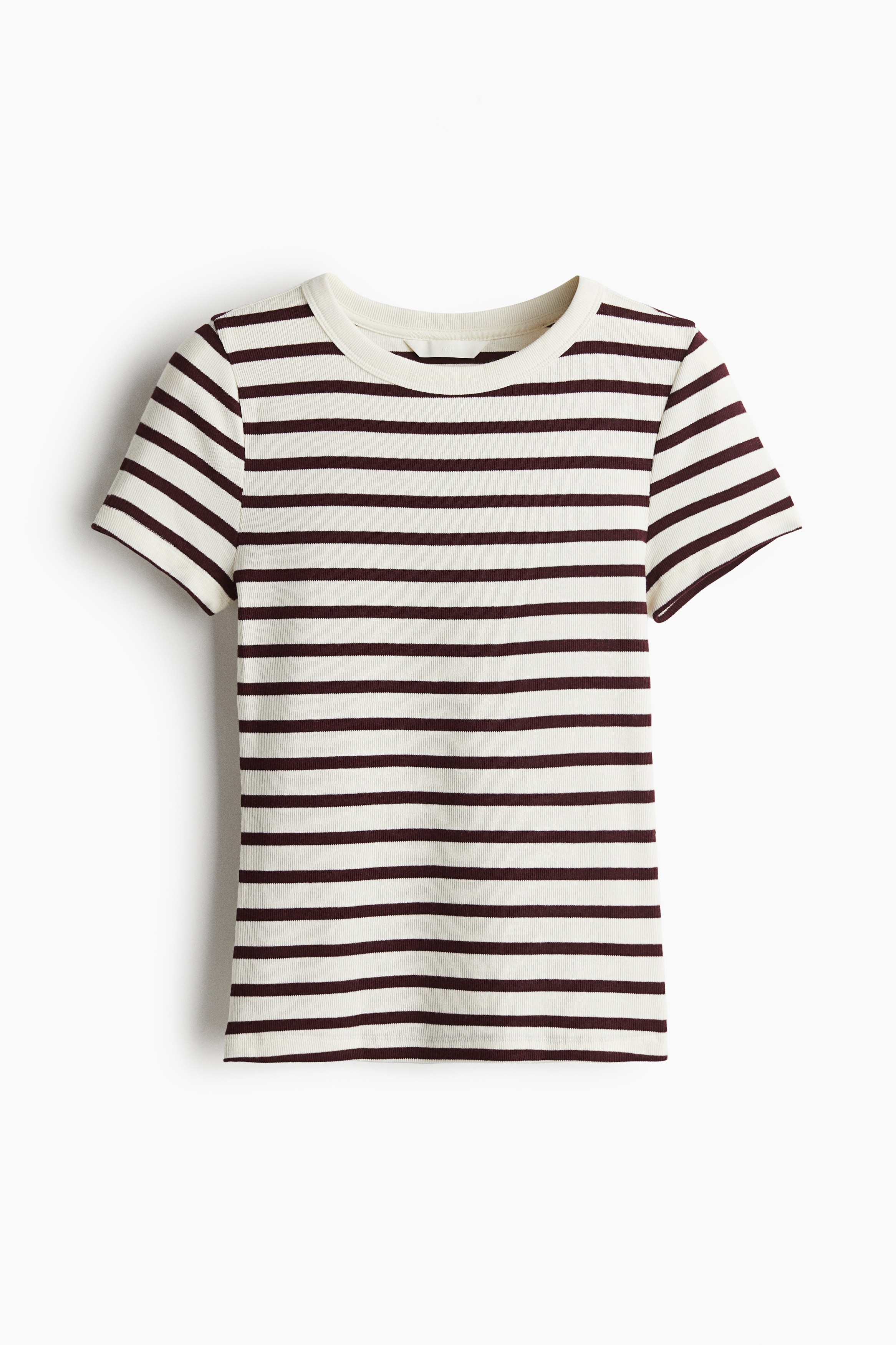 Ribbed T-shirt - Cream/Burgundy striped/Cream/Bright blue striped/Cream/Black striped