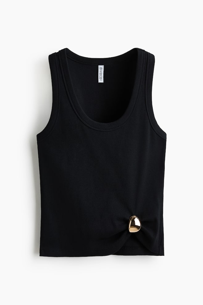 Metal-detail vest top - Black/White - 1