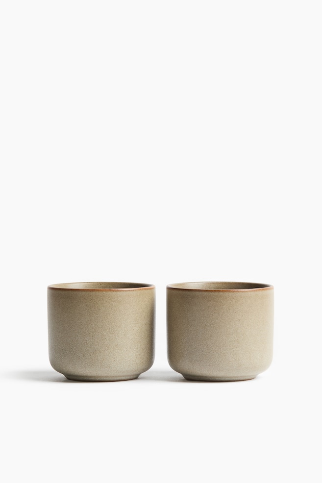 Lot de 2 mugs avec glaçure réactive - Beige/Beige clair/Noir - 1