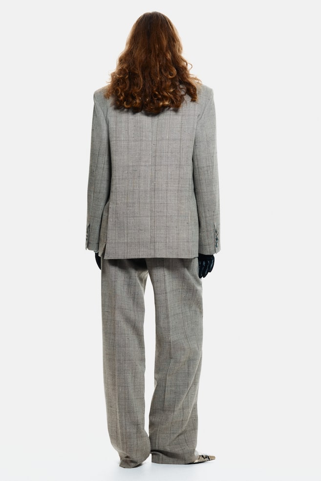 Wool-blend blazer-Light grey/Checked - 6