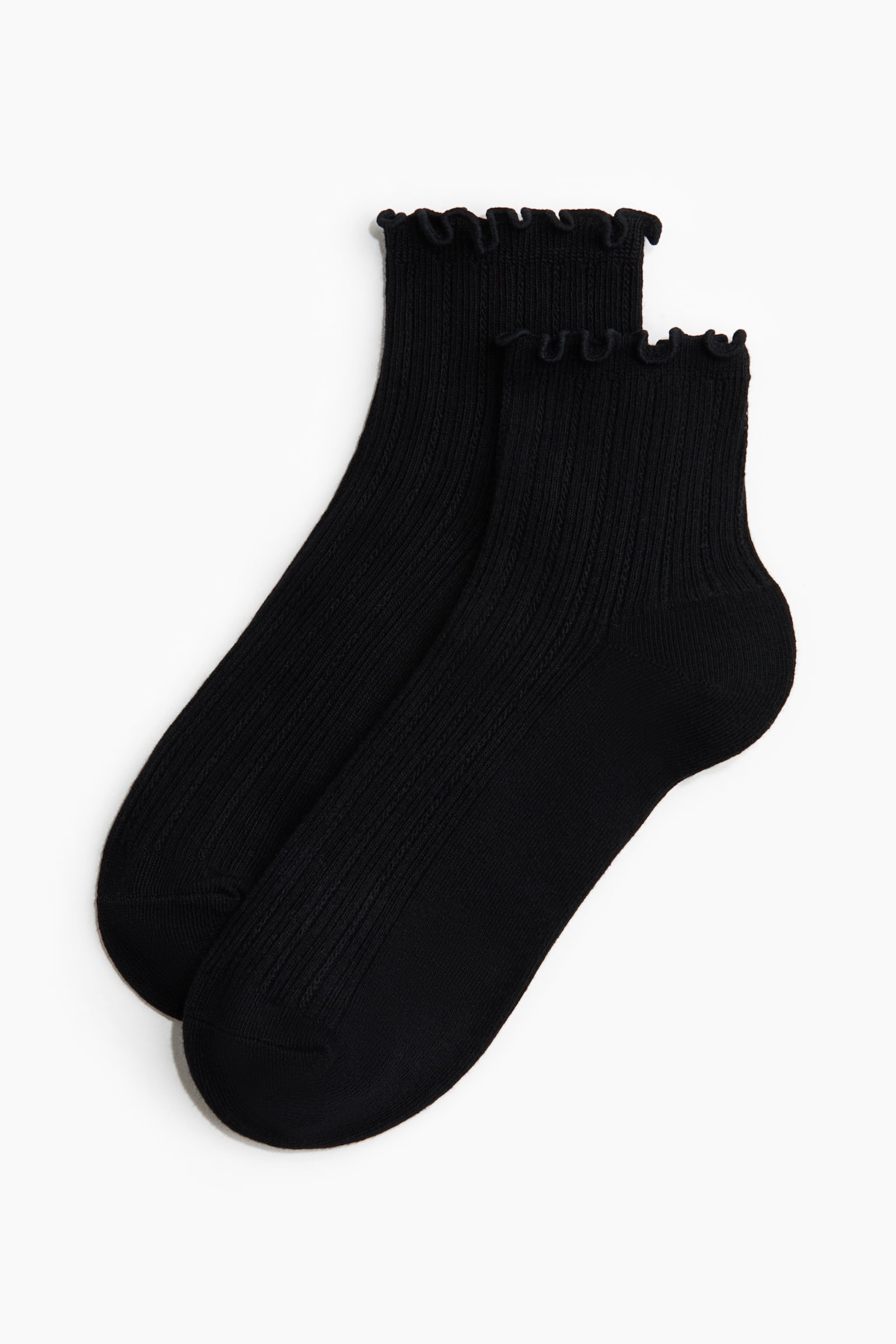 3-pack rib-knit ankle socks - Black/Light yellow/Light grey marl/White/Burgundy/Light beige/White - 2