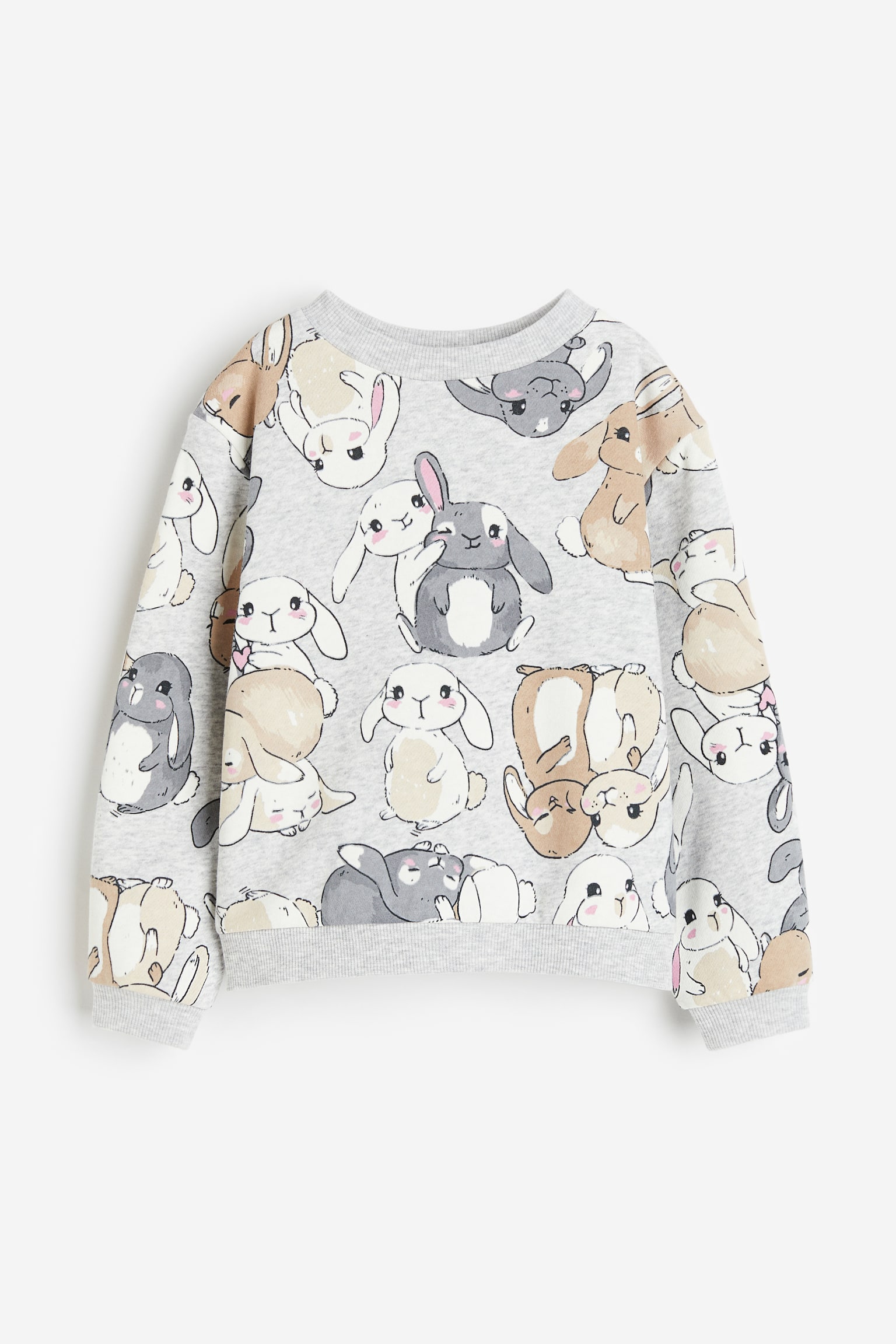 Print Sweater - Light grey/Bunnies/Dark grey/Unicorn/Yellow/Unicorns/Light pink/Hearts/White/Cherries - 1