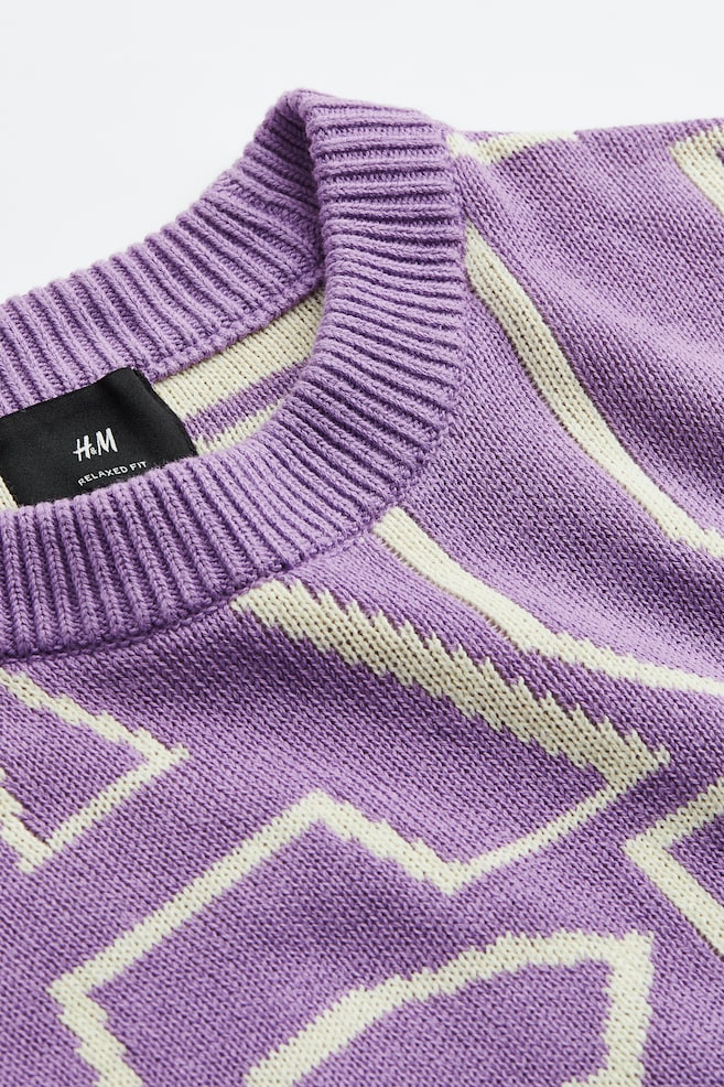 Relaxed Fit Jacquard-knit jumper - Purple/Pause - 6