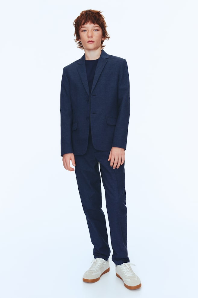 Linen-blend suit - Navy blue/Light beige/Light dusty blue - 2