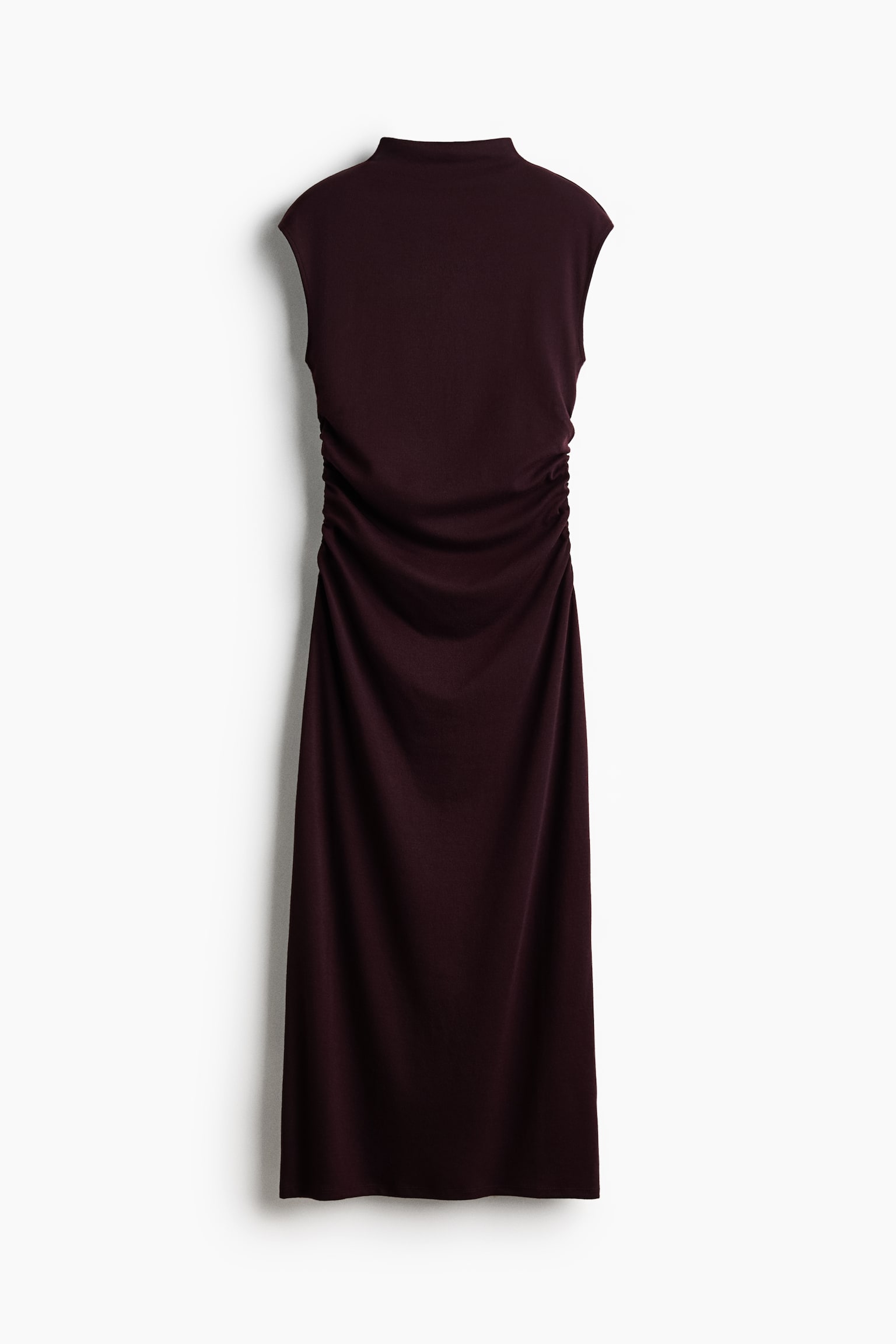 Mouwloze jurk met turtleneck - Bordeauxrood/Zwart/Donkertaupe gemêleerd