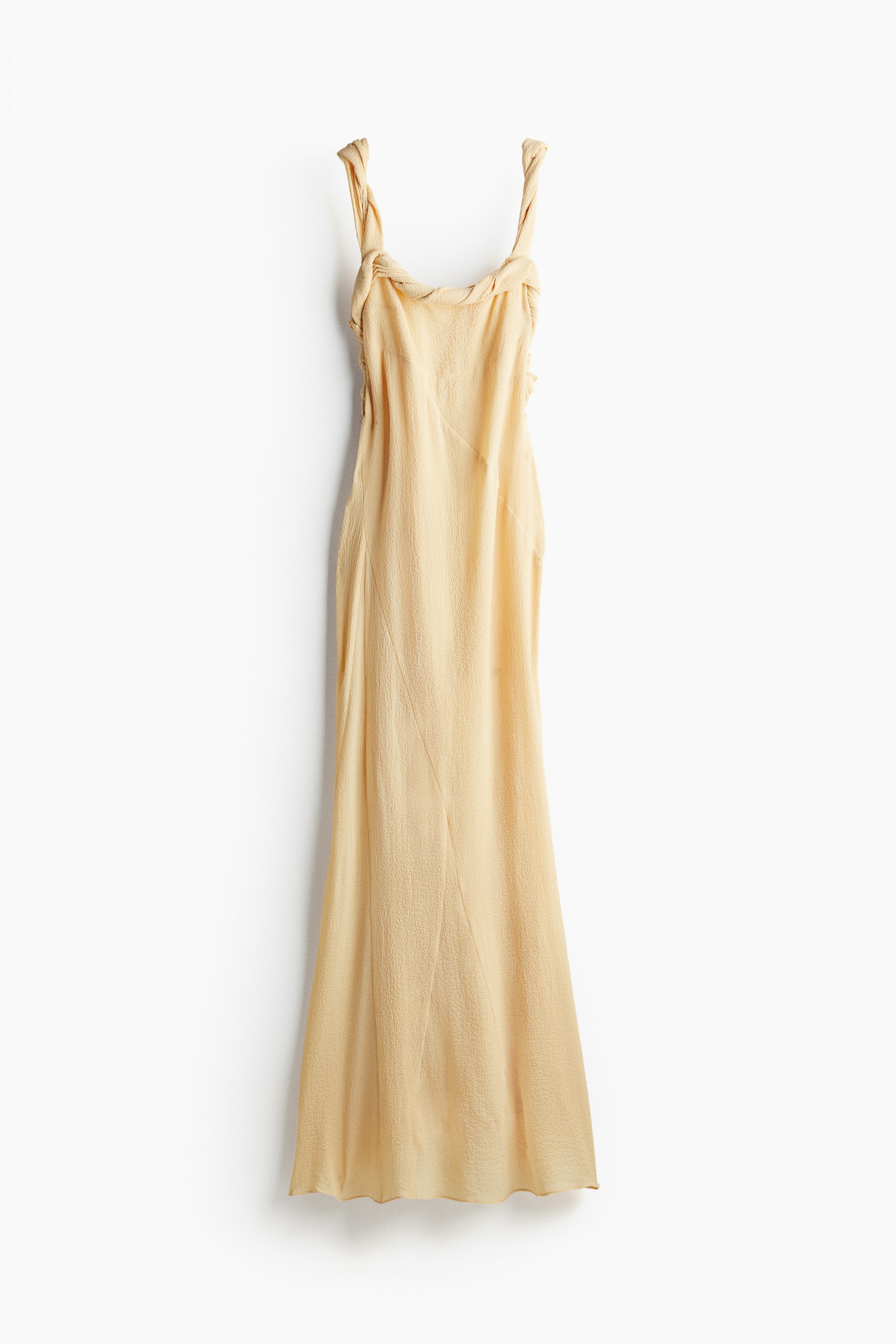 Twist-detail crinkled dress - Pastel yellow - 2