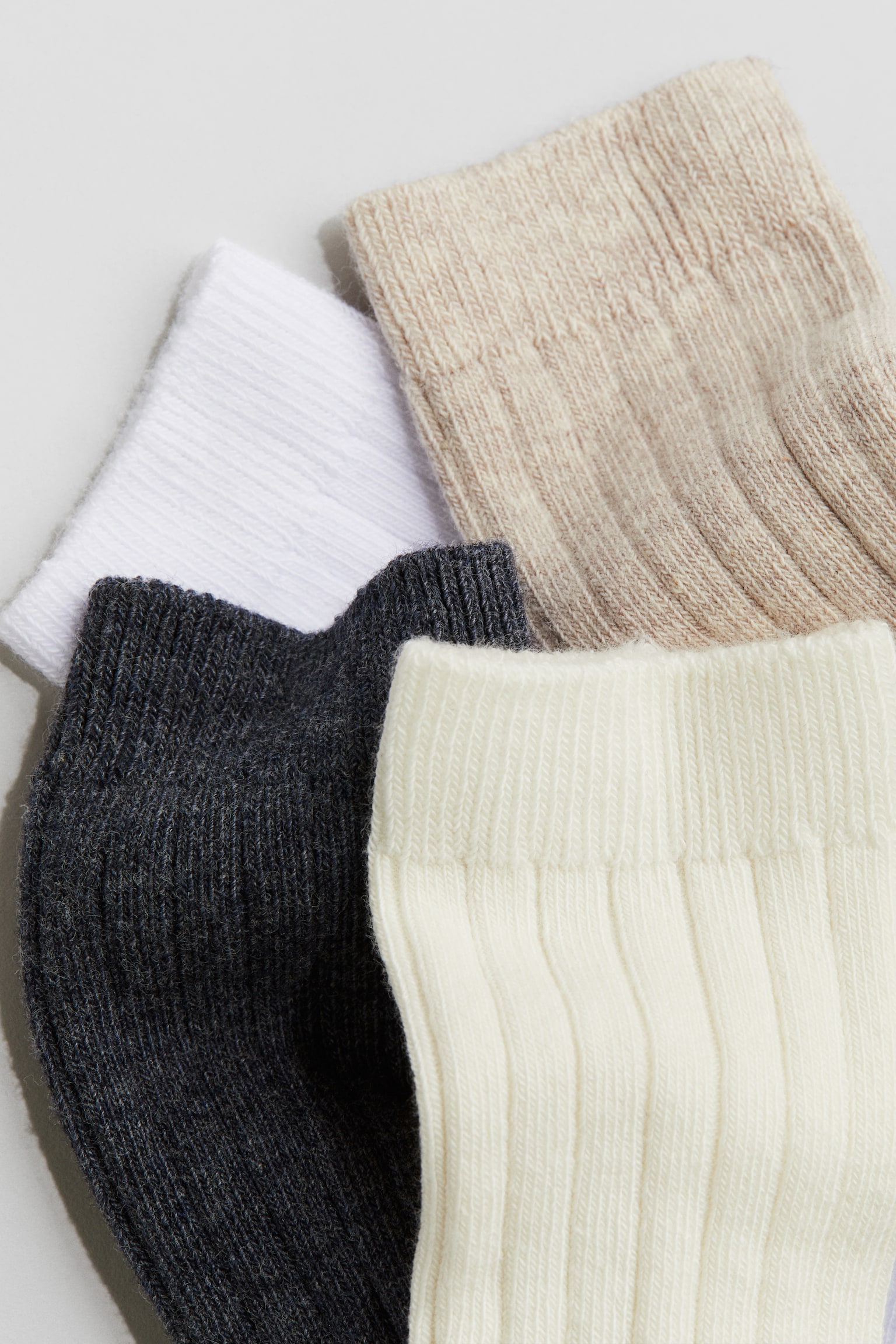 4-pack ribbed socks - Dark blue-grey/Beige - 3