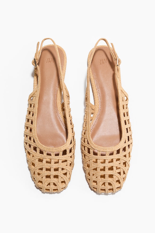 Escarpins à effet tressé avec bride arrière - Beige - 1