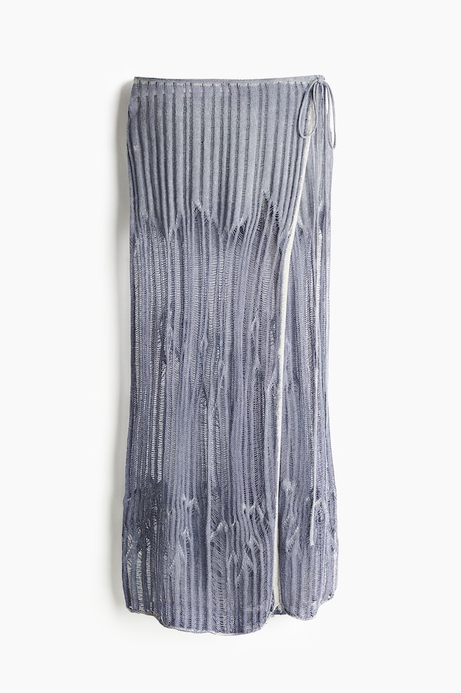 Knitted wrap skirt - Dusty blue - 1