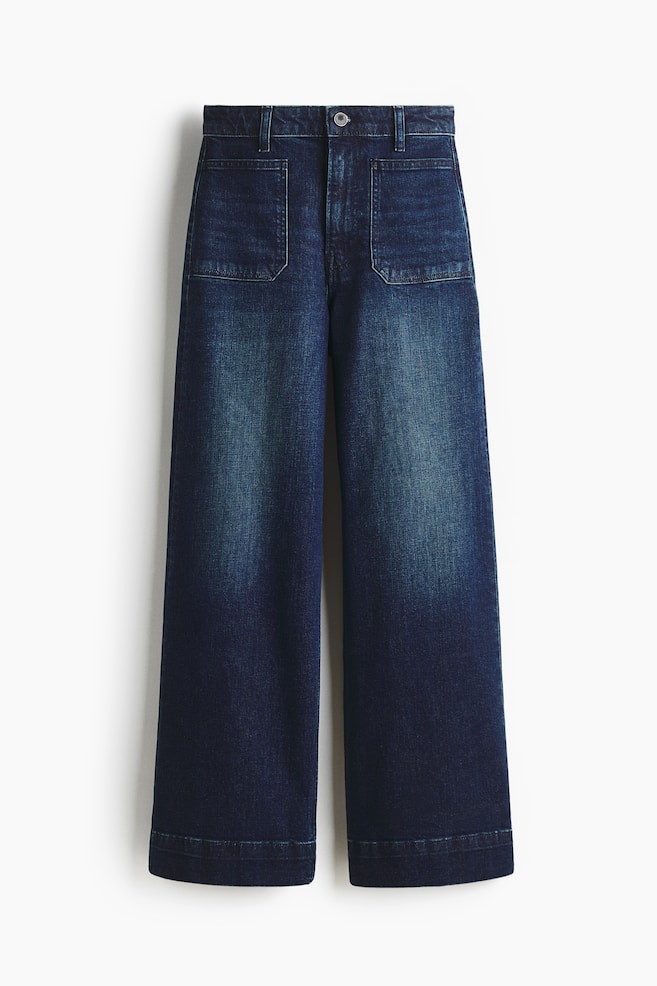 Wide High Jeans - Washed Denimblau/Denimblau/Weiß - 1