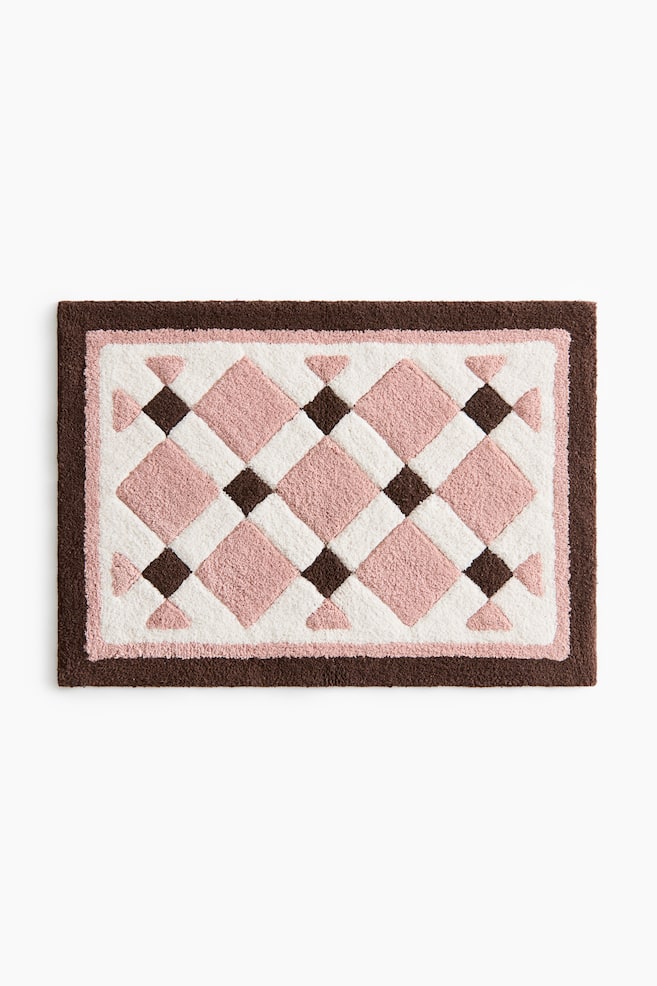 Tufted Cotton Bath Mat - Dusty pink/brown/Beige/white - 1