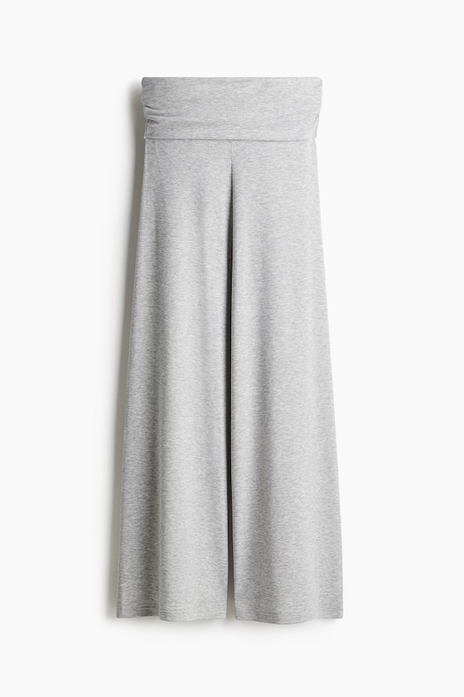 Foldover-waist sports trousers - Grey marl/Light burgundy - 1
