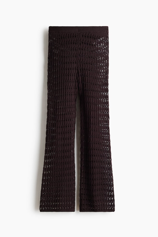 Crochet-look cotton trousers - Dark brown - 1