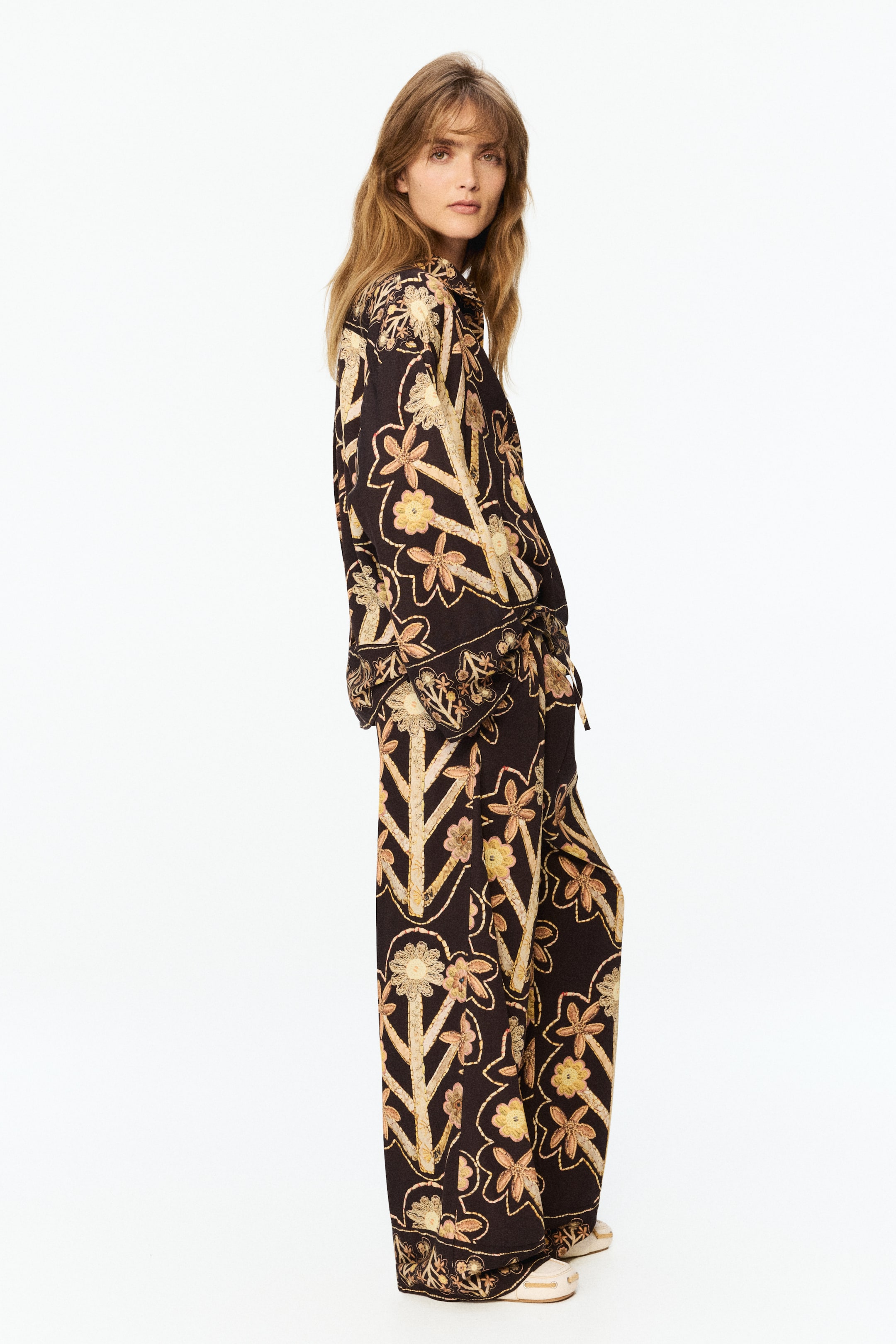 Chemise à enfiler avec imprimé fleuri