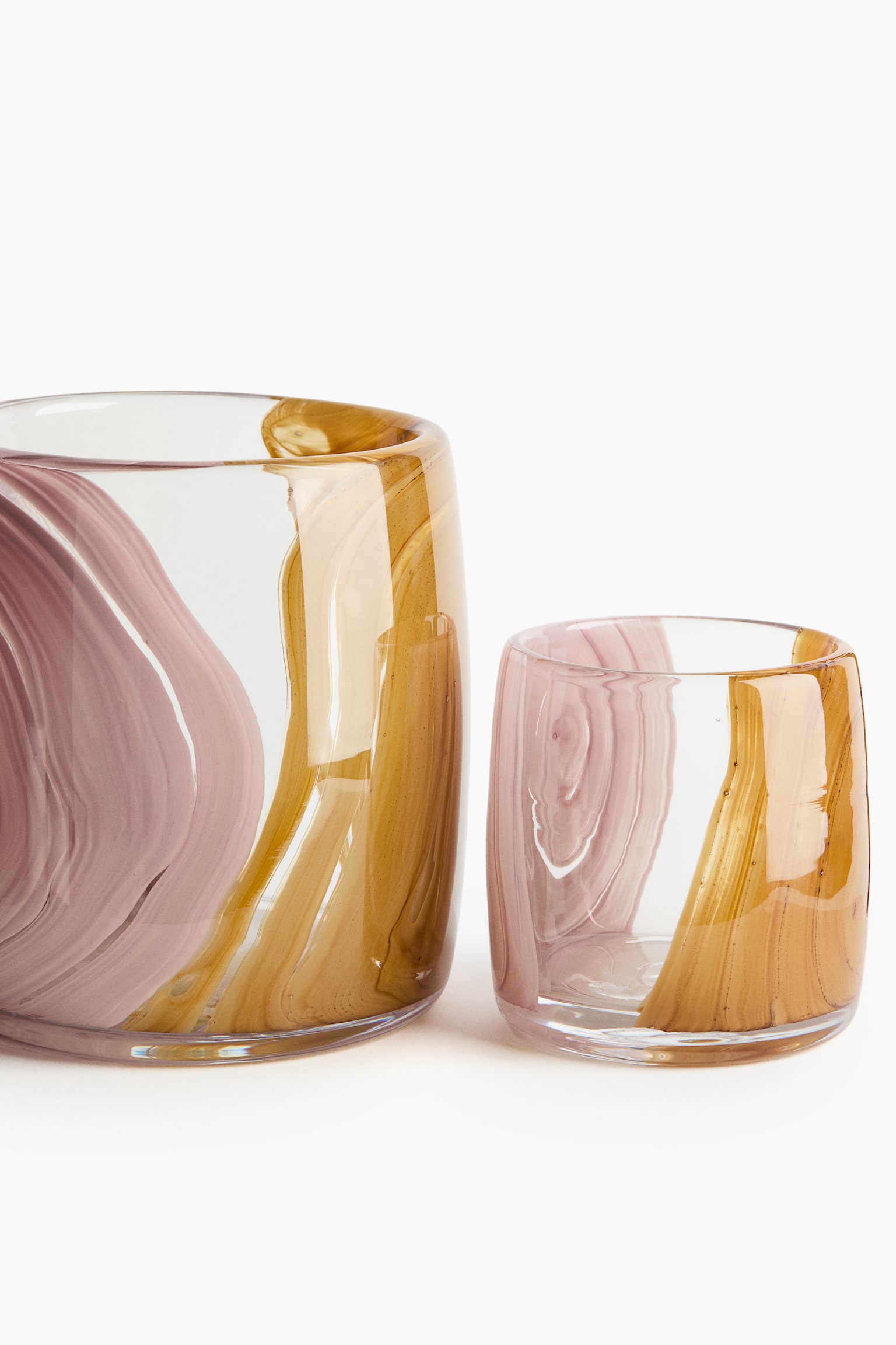 עששית לנר מזכוכית - ורוד בהיר/צהוב/חום/שקוף - 2