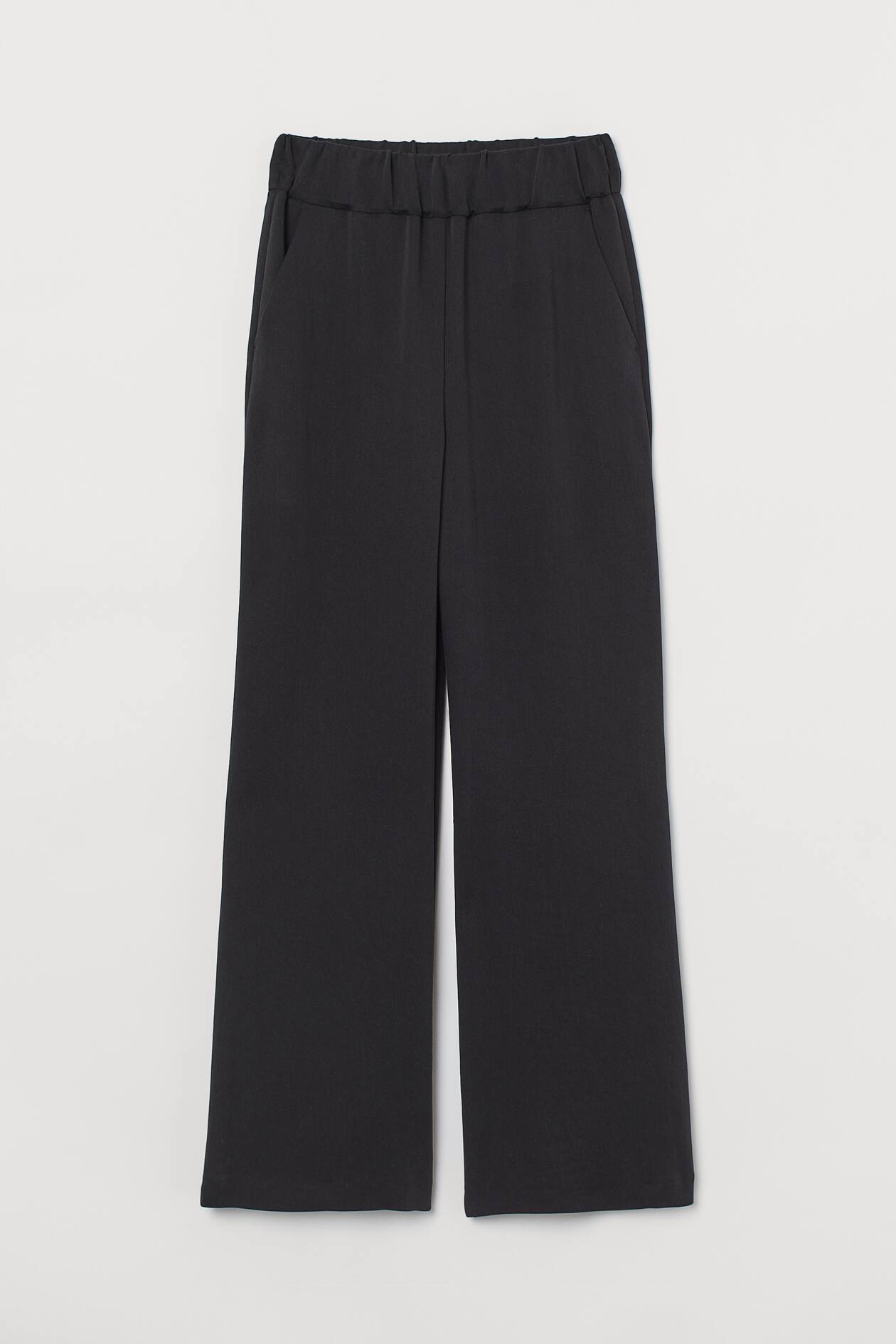 Wide-cut Lyocell-blend Pants - High waist - Long - Black - Ladies | H&M US