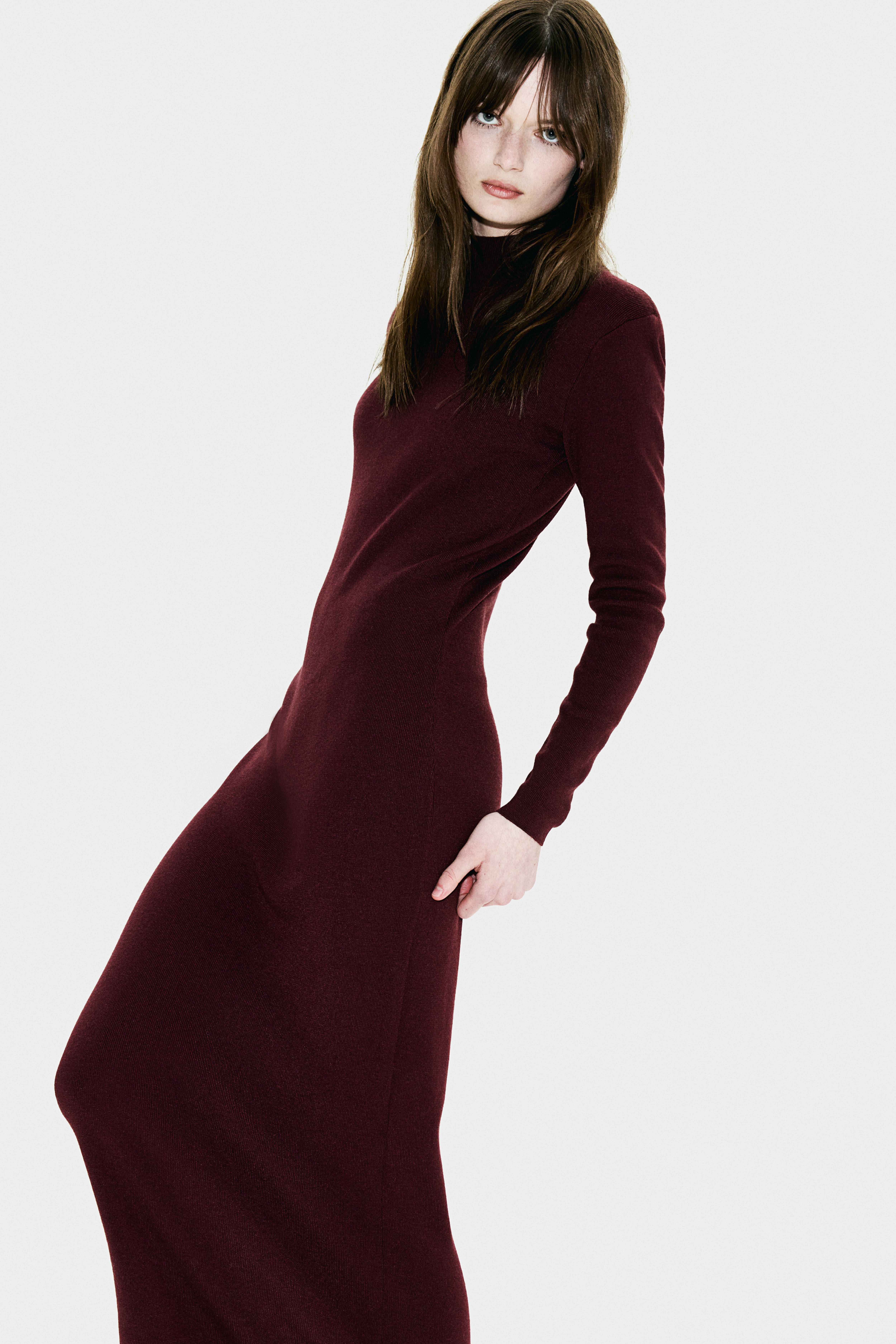 mock turtleneck bodycon dress