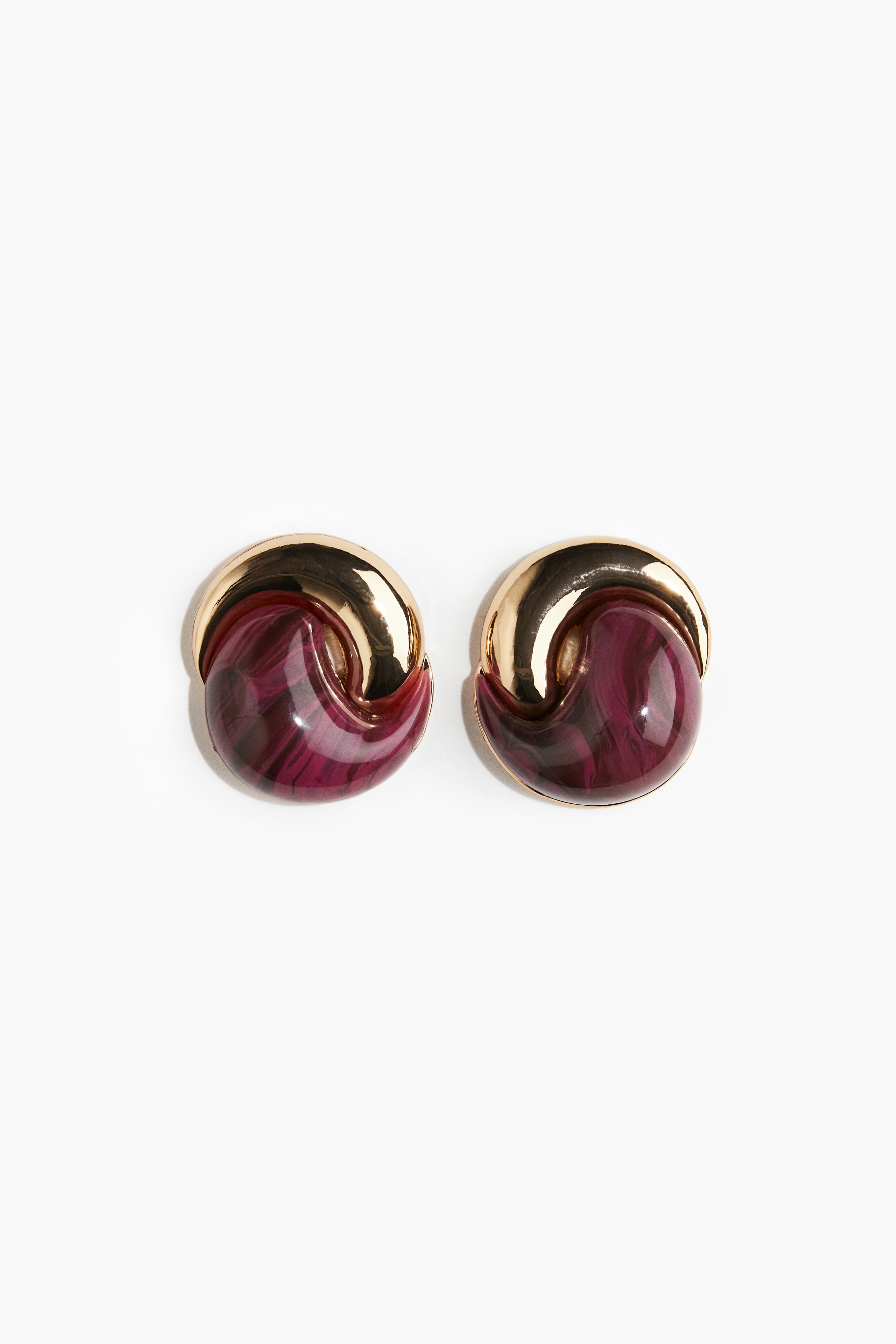 Stud Earrings - Burgundy/Gold colour